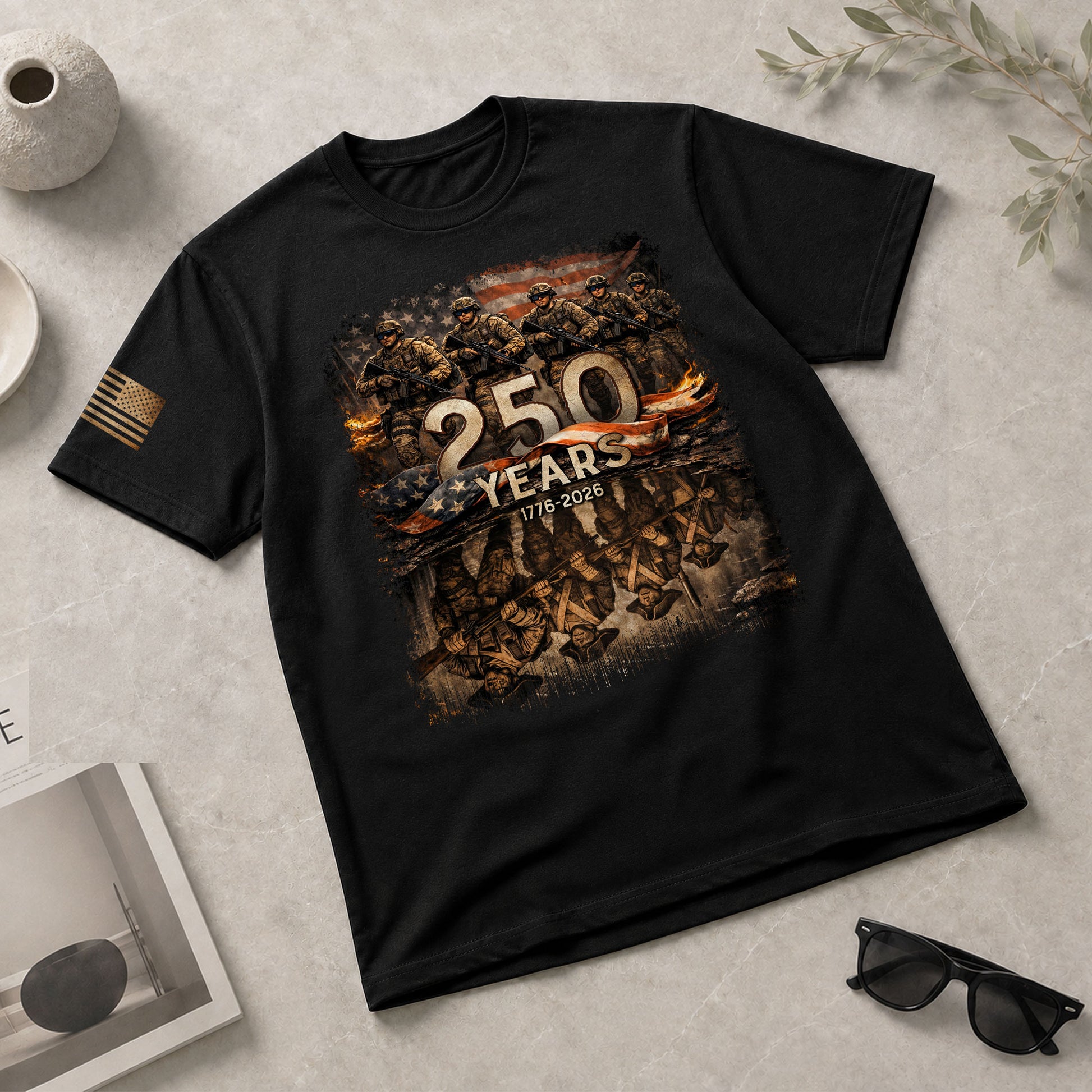 USA 250th Anniversary 250 Years Shirt 1776-2026 Brothers in Arms Patriotic Soldier Heritage - Rust Field Wear