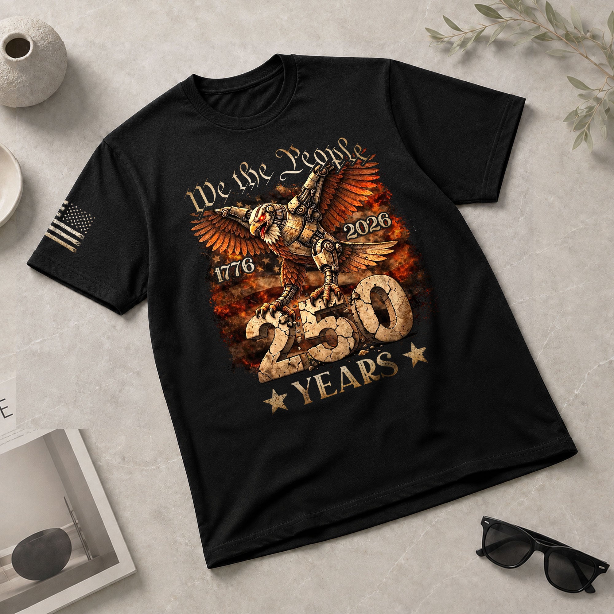 USA 250th Anniversary 250 Years Shirt 1776-2026 Mechanical Eagle We The People Mental Strength Patriotic - Rust Field Wear