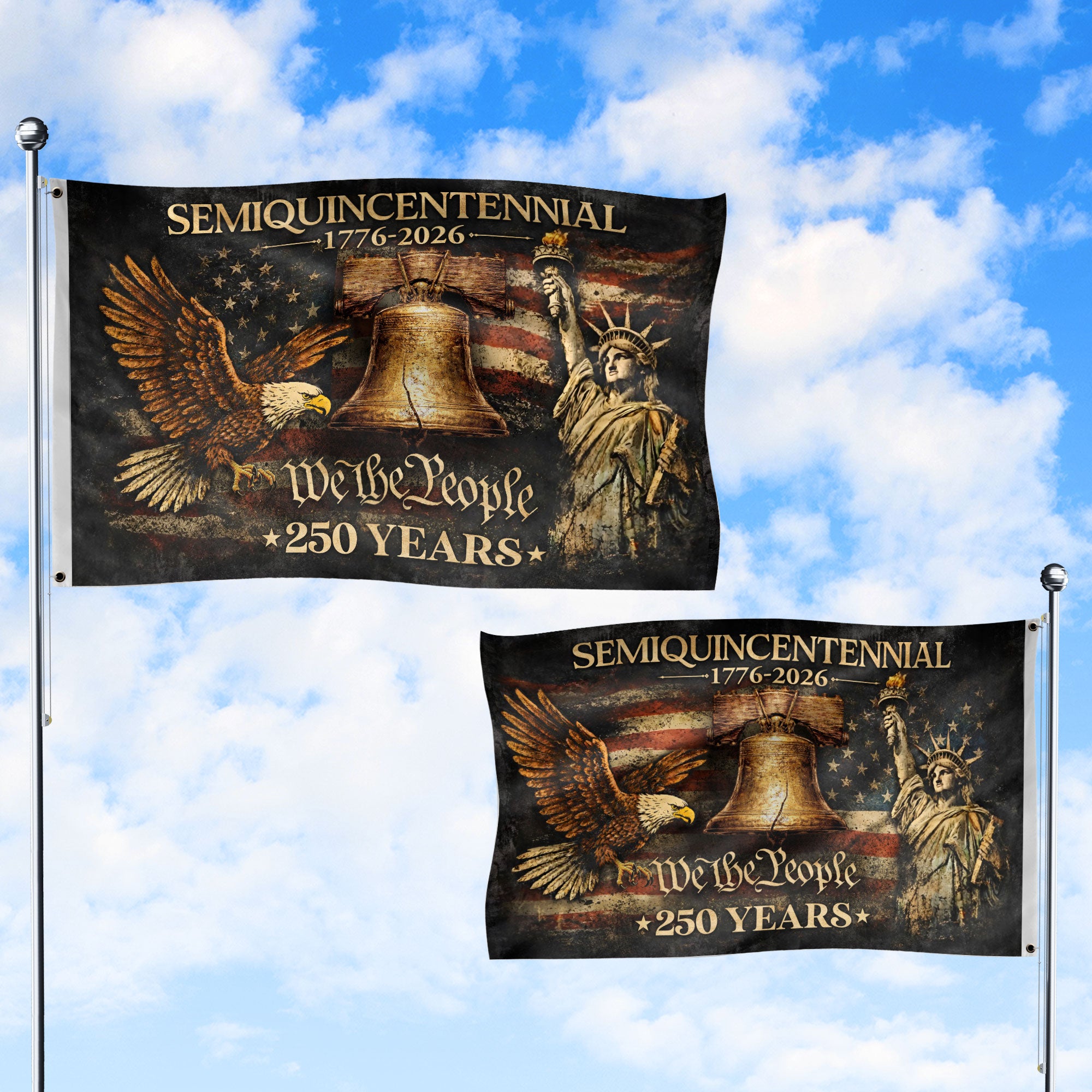 USA 250th Anniversary Flag 250 Years 1776-2026 We The People Liberty Freedom Patriotic