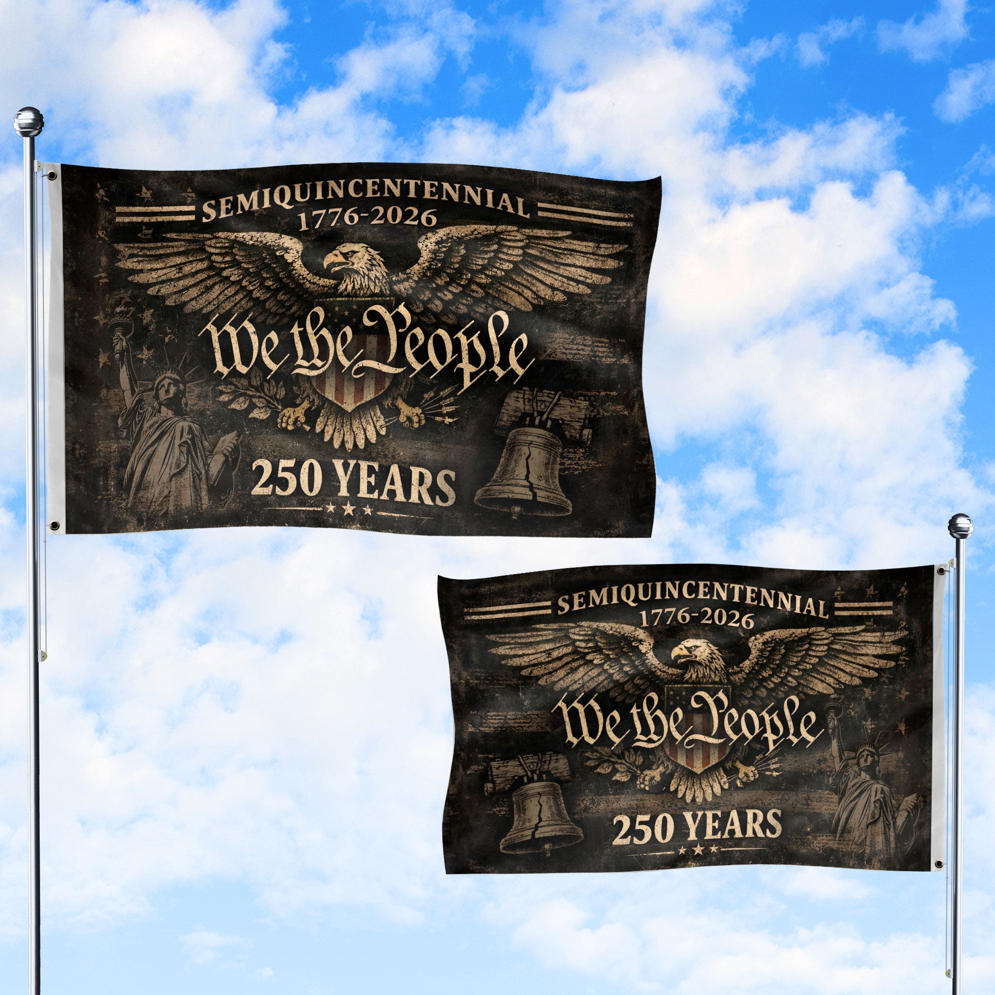 USA 250 Years Flag 1776-2026 We The People American Heritage Eagle Strength Patriotic