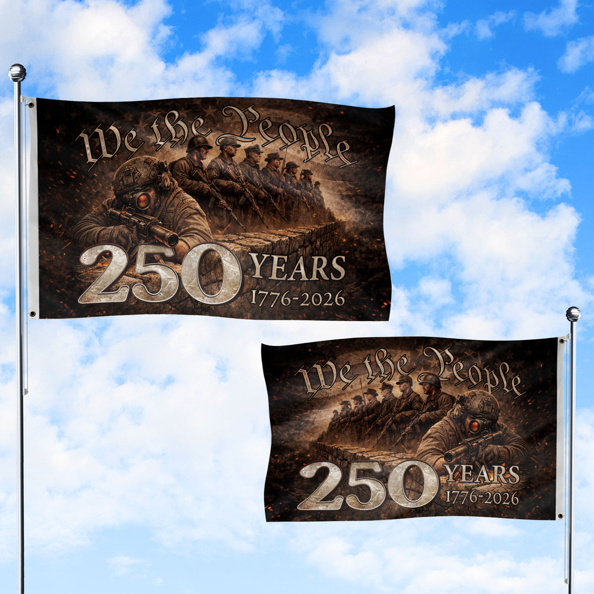 USA 250th Anniversary Flag 1776–2026, American Eagle Patriotic Heritage Flag - Rust Field Wear