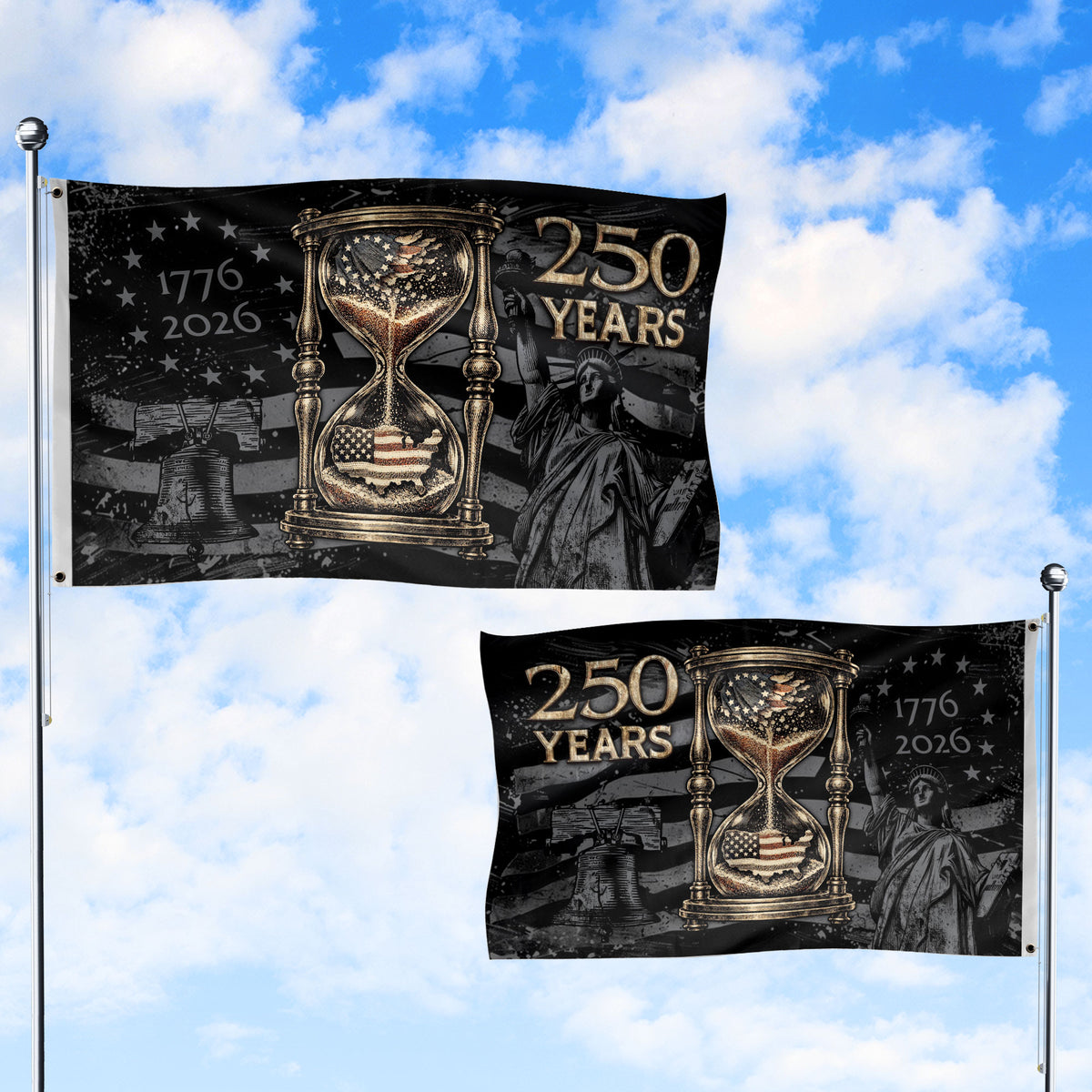 United States 250 Years Anniversary Flag 1776–2026, American Eagle Patriotic Heritage Flag - Rust Field Wear