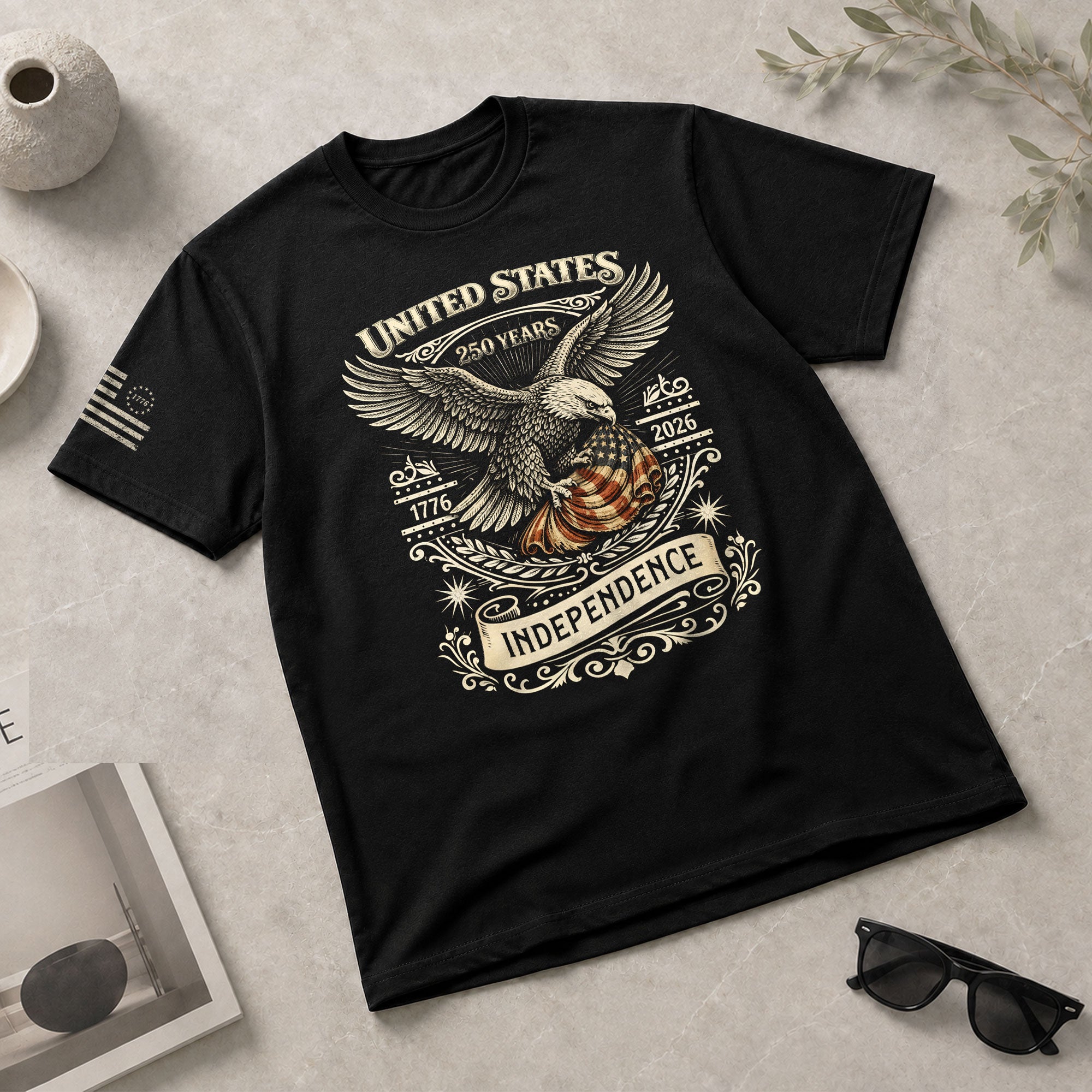 USA 250th Anniversary Shirt 1776-2026 American Flag Eagle Patriotic Mens - Rust Field Wear