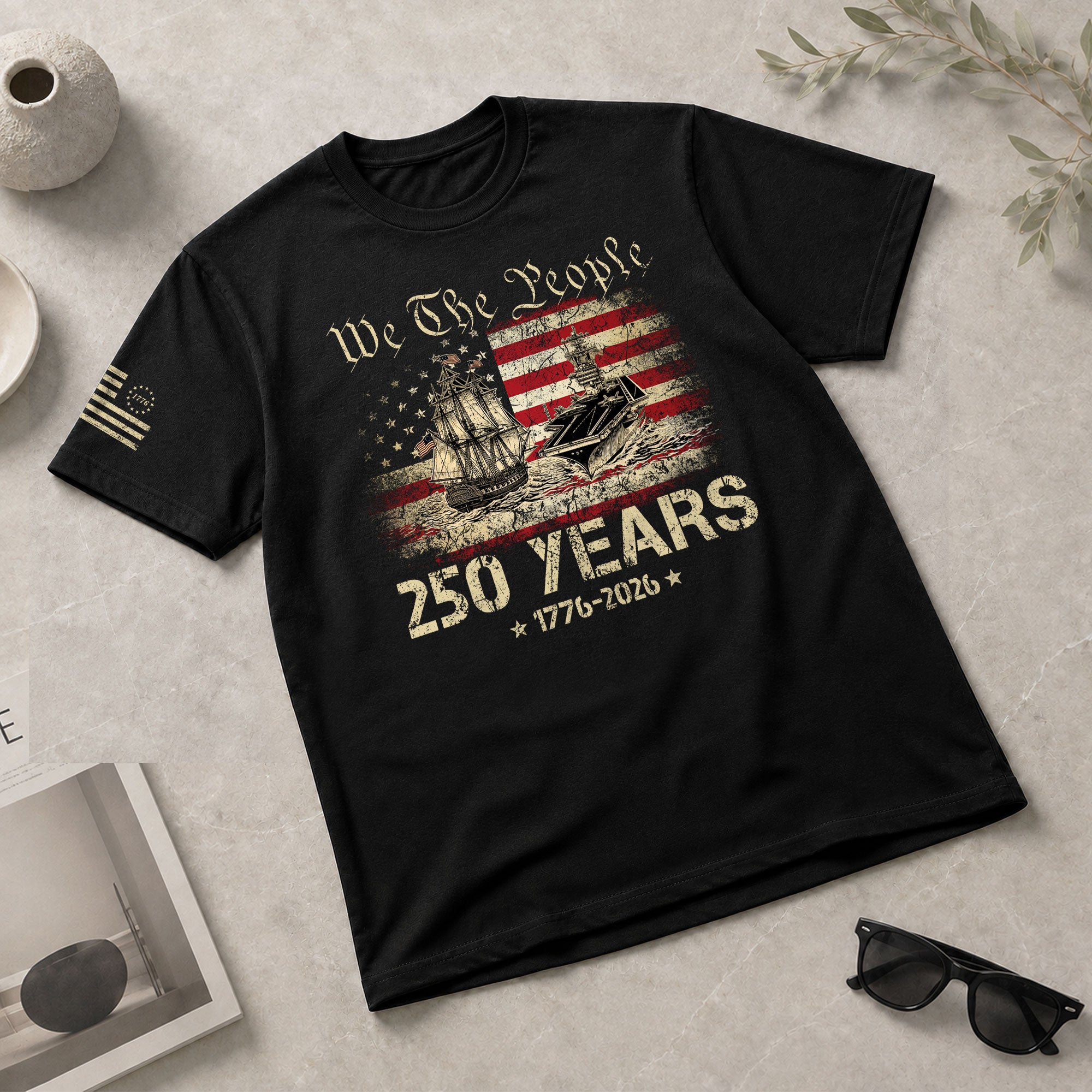 USA 250th Anniversary Shirt 250 Years 1776-2026 We The People Navy Battleship Patriotic - Rust Field Wear
