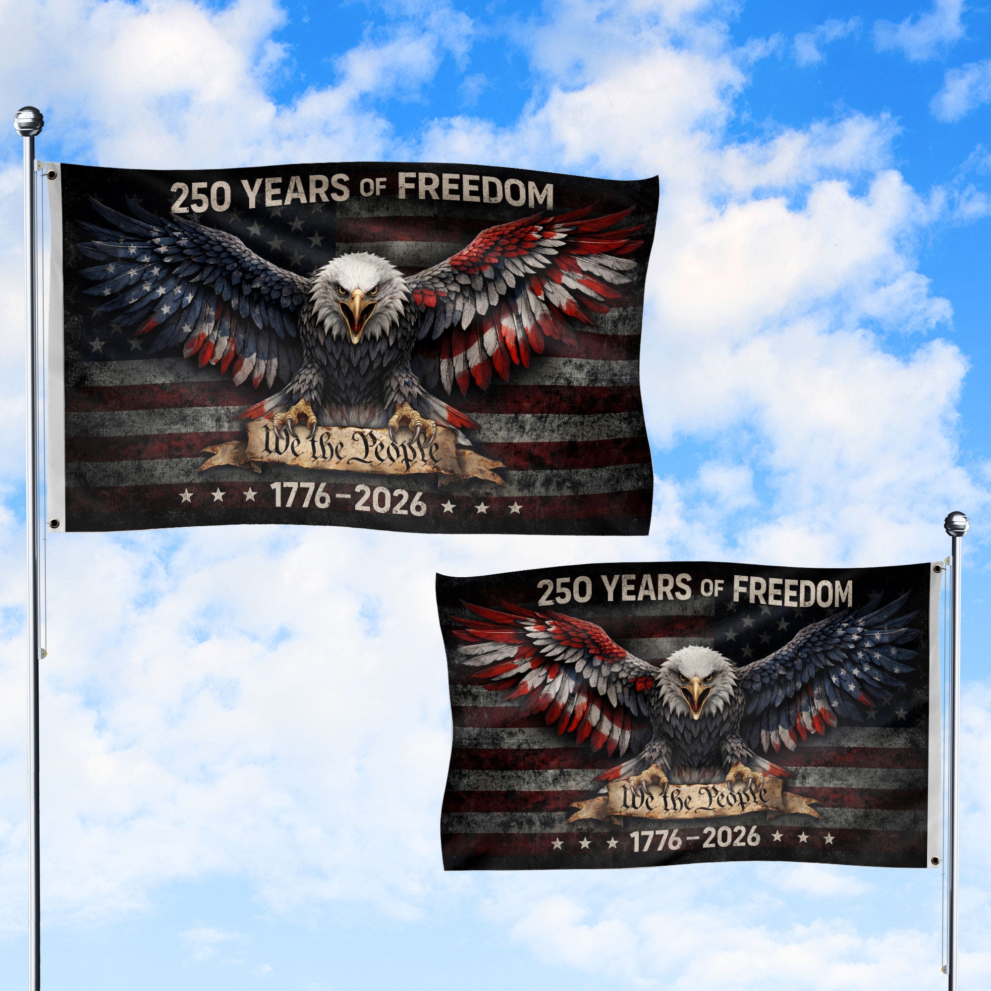 USA 250th Anniversary Flag 1776-2026 Double-Sided Patriotic 250 Years of Freedom We The People Semiquincentennial