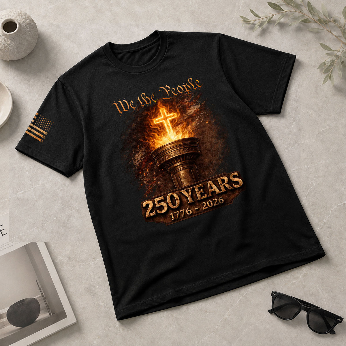 USA 250 Years Christian Freedom Heritage Shirt Patriotic Faith Apparel - Rust Field Wear