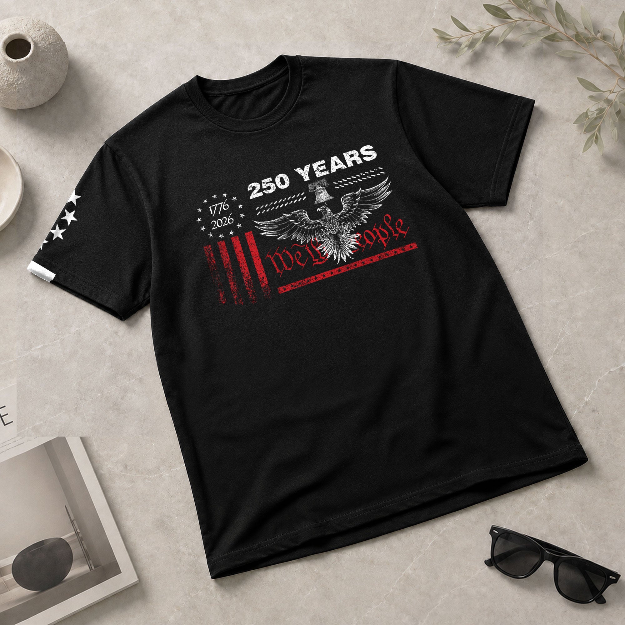 USA 250th Anniversary T-Shirt 250 Years 1776-2026 Eagle Liberty Bell Patriotic American Apparel - Rust Field Wear