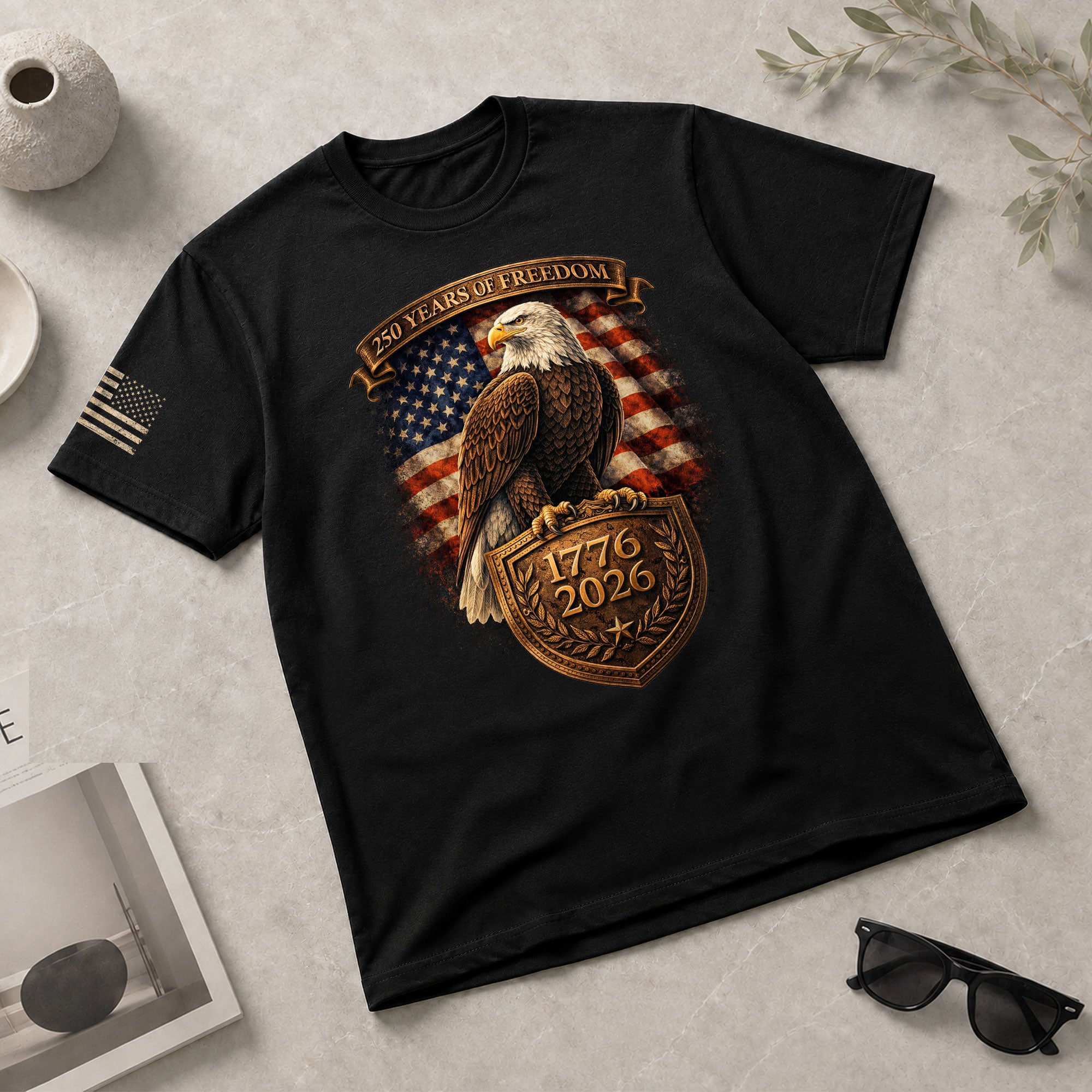 USA Eagle 250th Anniversary Patriotic Shirt Freedom Tee - Rust Field Wear