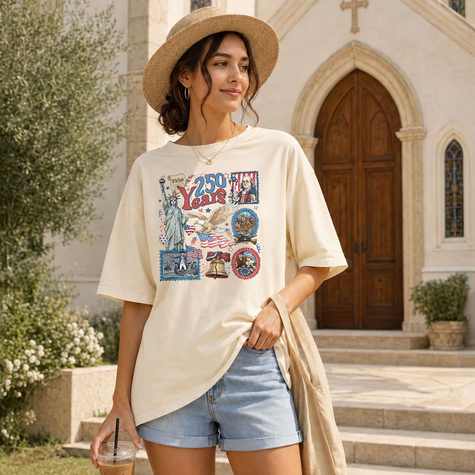 250th Anniversary America 1776-2026 Shirt - Groovy Vintage Patriotic Statement Tee - Rust Field Wear