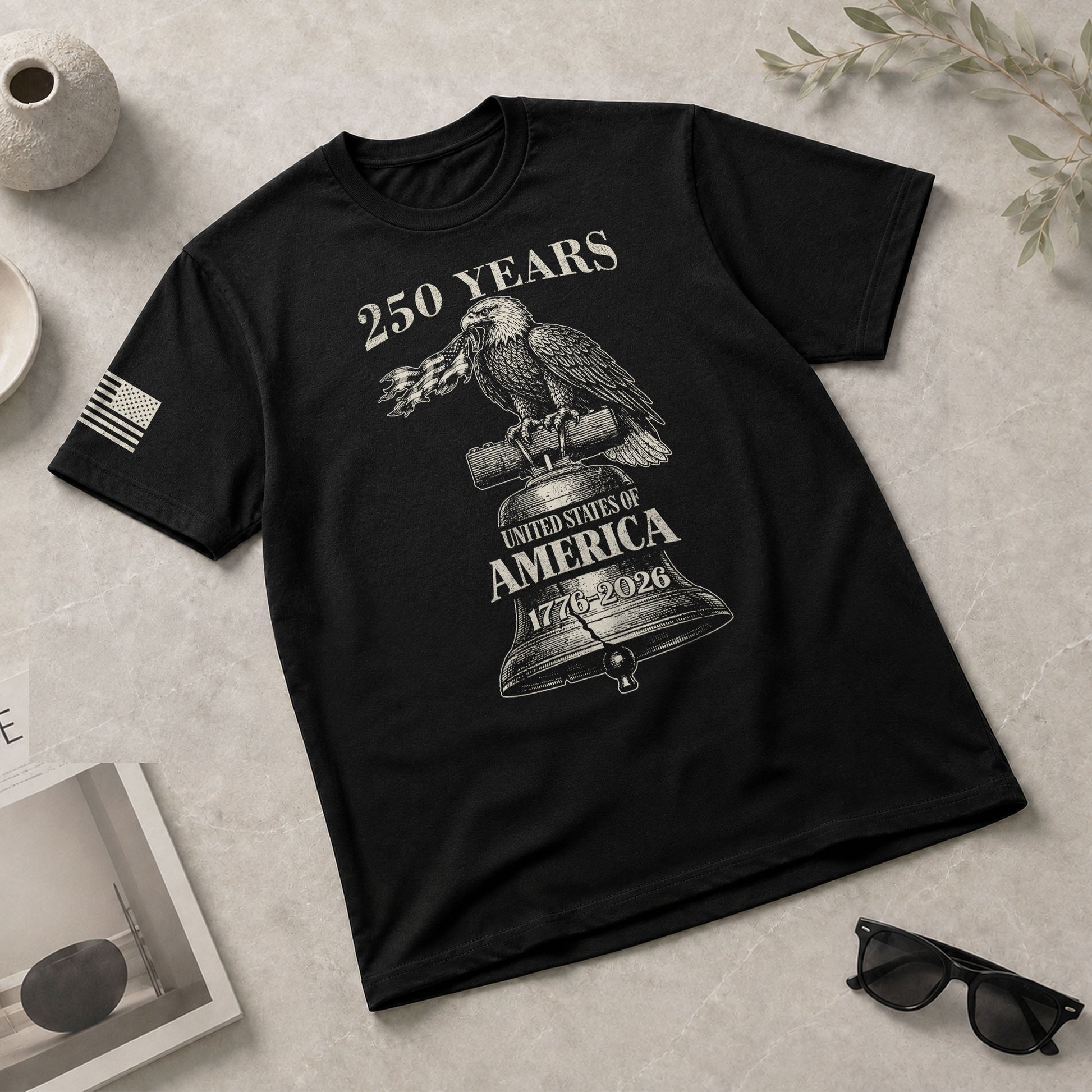 USA 250 Years Vintage T-Shirt 1776-2026 Patriotic Eagle Flag Liberty Bell Men’s Tee - Rust Field Wear