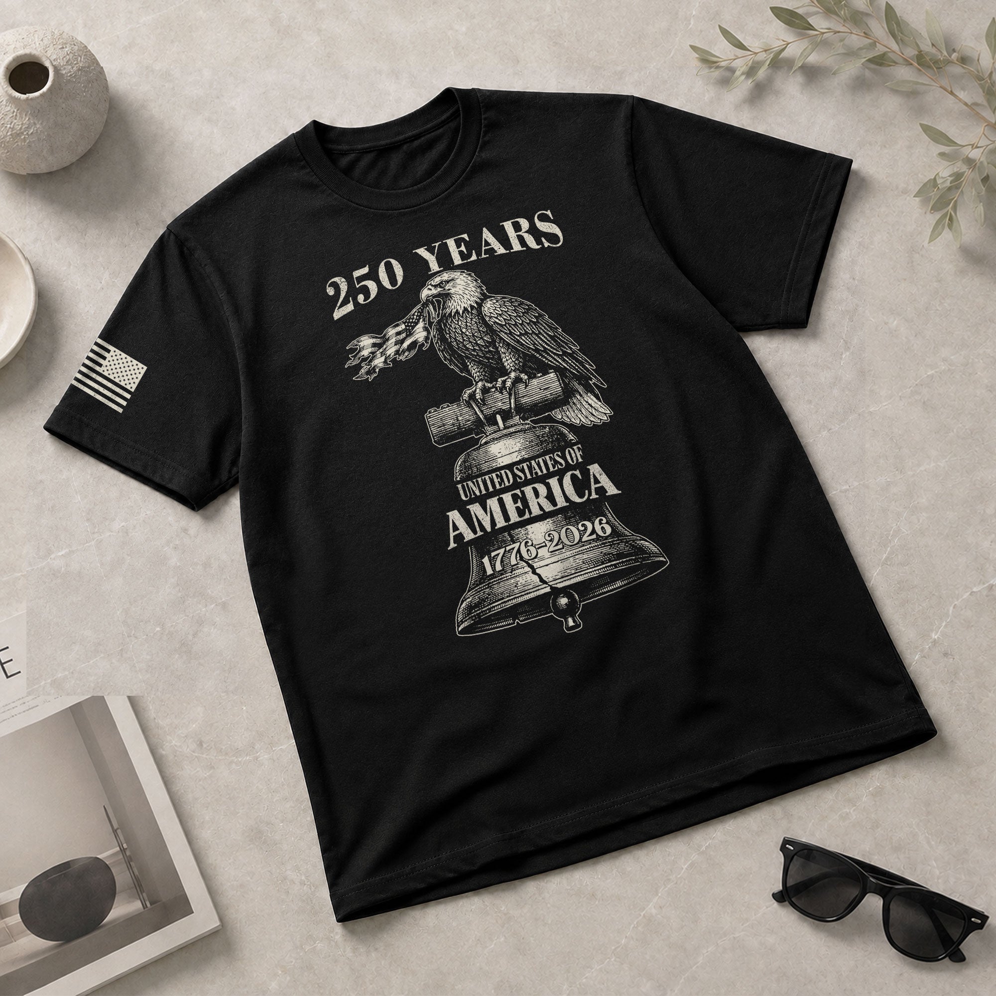 USA 250 Years Vintage T-Shirt 1776-2026 Patriotic Eagle Flag Liberty Bell Men’s Tee - Rust Field Wear