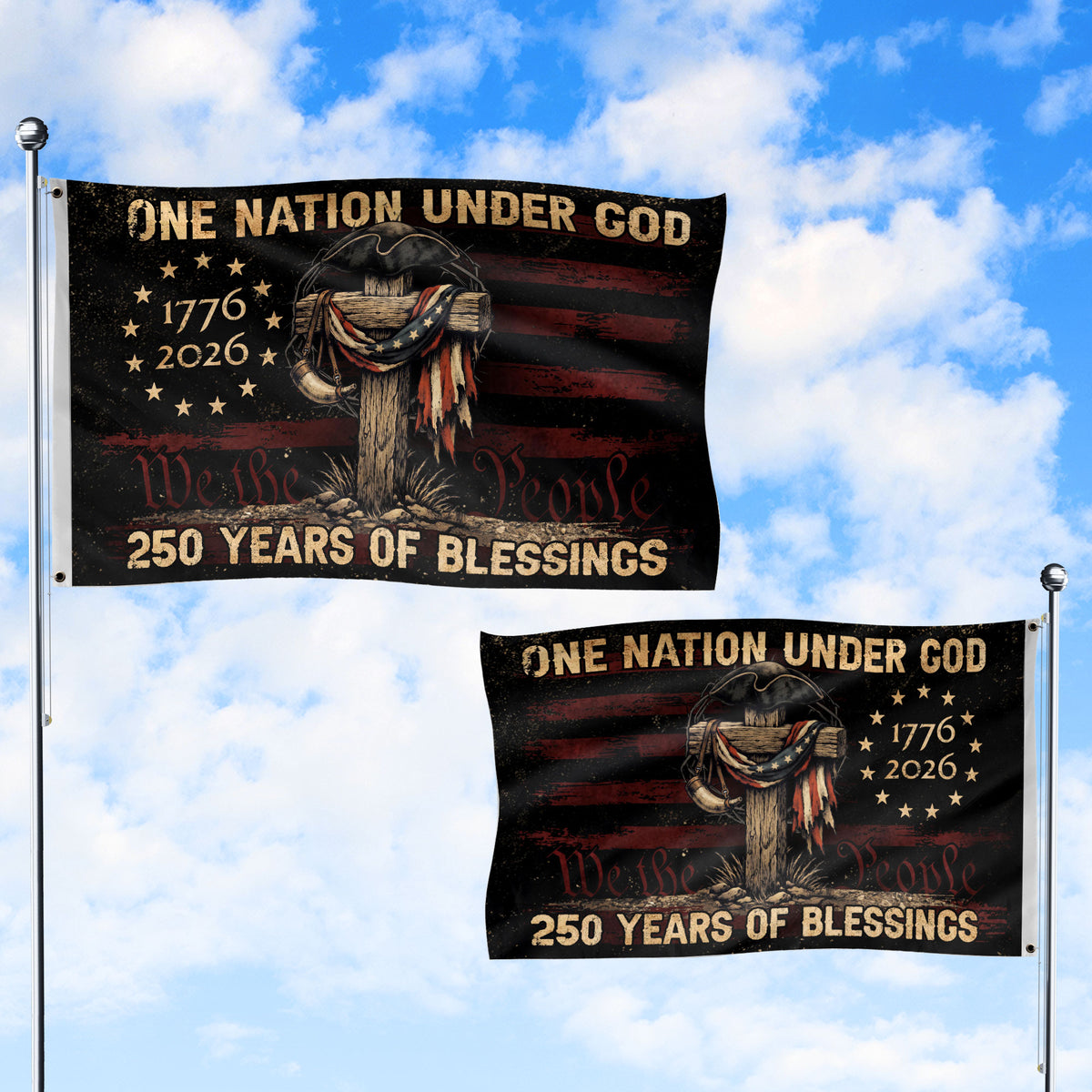 Patriotic Christian Outdoor Flag USA Celebration - Rust Field Wear