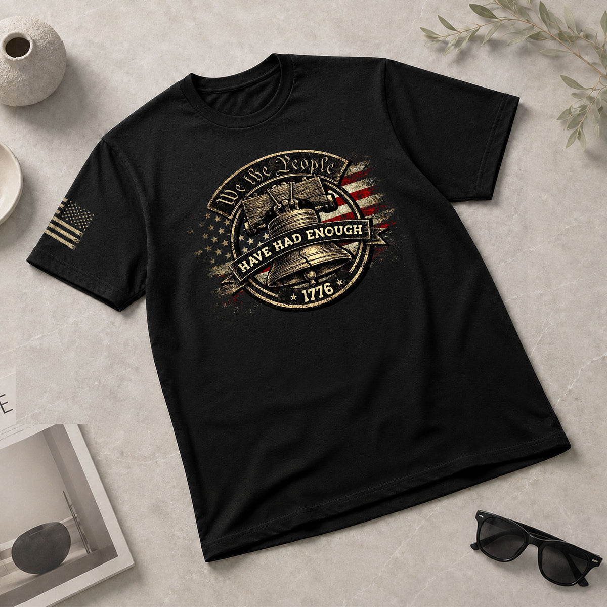 We The People Have Had Enough T-Shirt 1776 Patriot Distressed Liberty Bell Circular Design American Statement Tee - Rust Field Wear