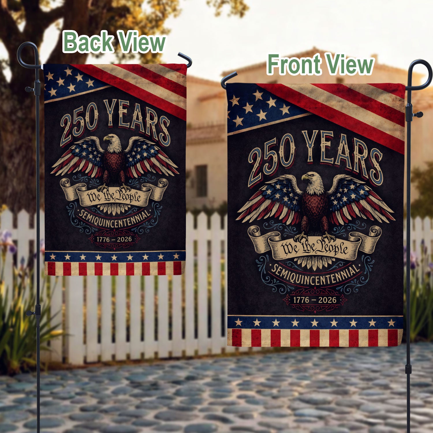 America 250th Anniversary 1776–2026 House Flag – We The People Bald Eagle Vintage Double Sided Printing USA Flag
