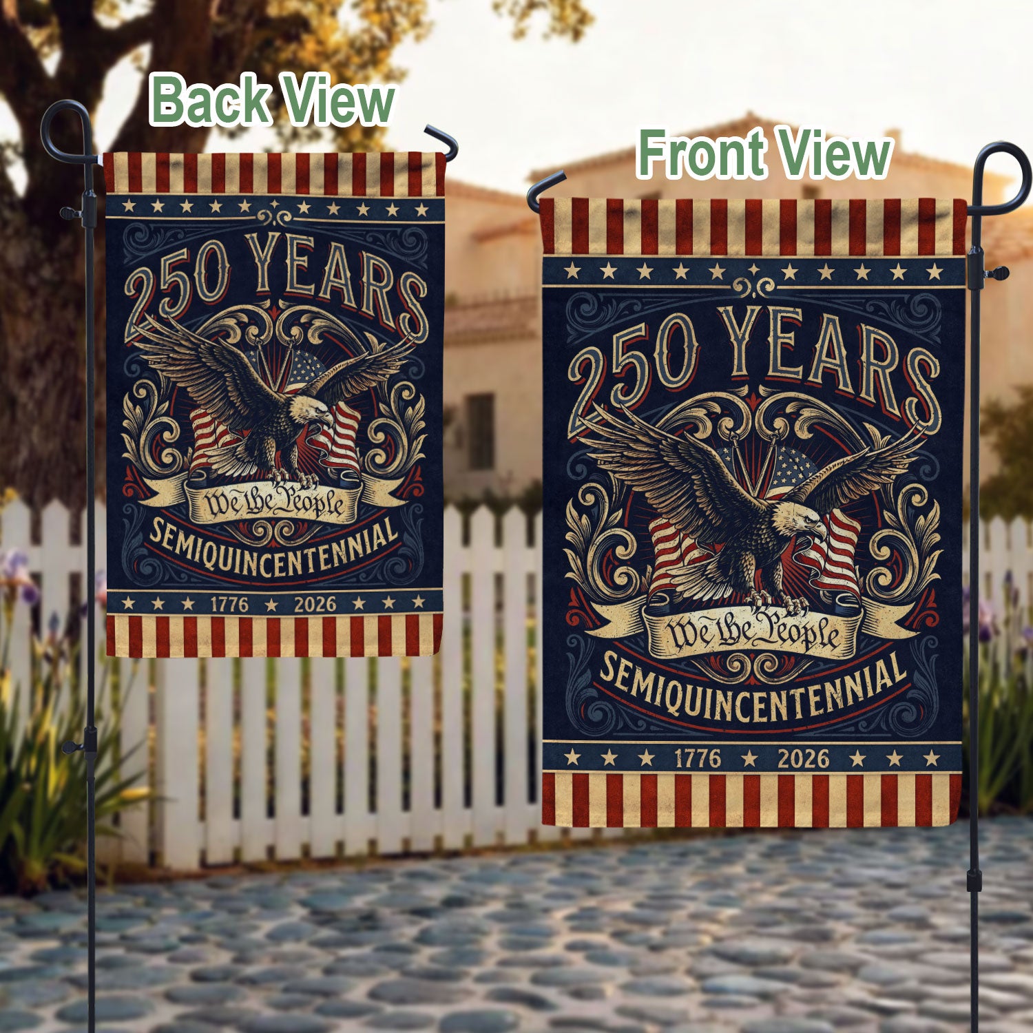 USA 250th Anniversary 1776-2026 Garden Flag – Retro We The People Bald Eagle 250 Years of Liberty Double Sided Printing
