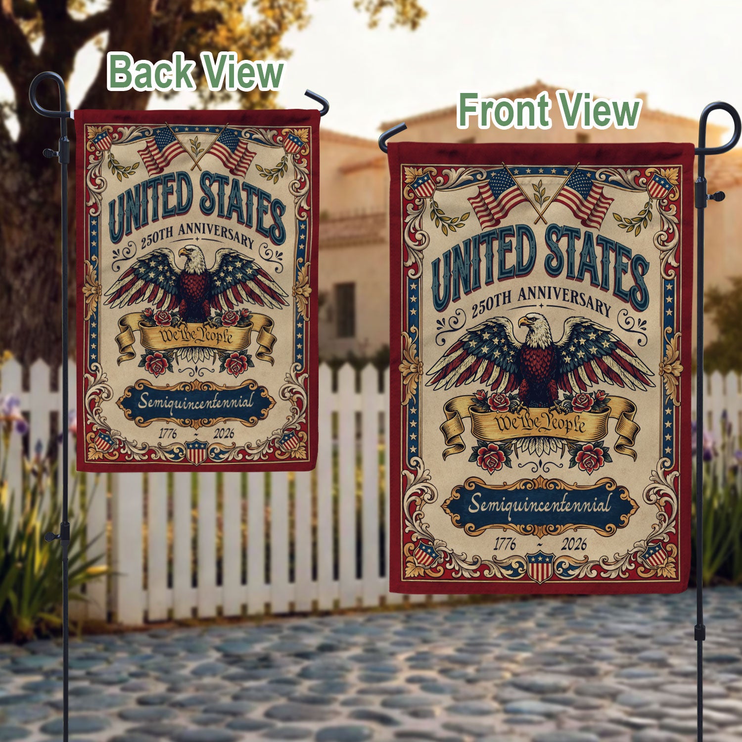 1776-2026 America 250th Anniversary Garden Flag – We The People Bald Eagle 250 Years of Freedom Double Sided Patriotic Printing
