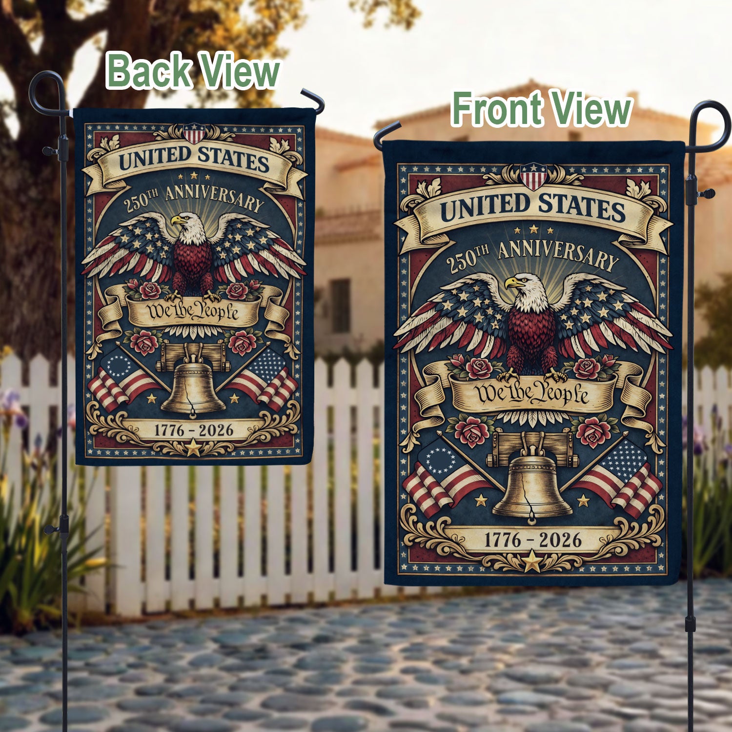 United States USA 250th Anniversary 1776–2026 House Flag – We The People Bald Eagle & Liberty Bell Double Sided