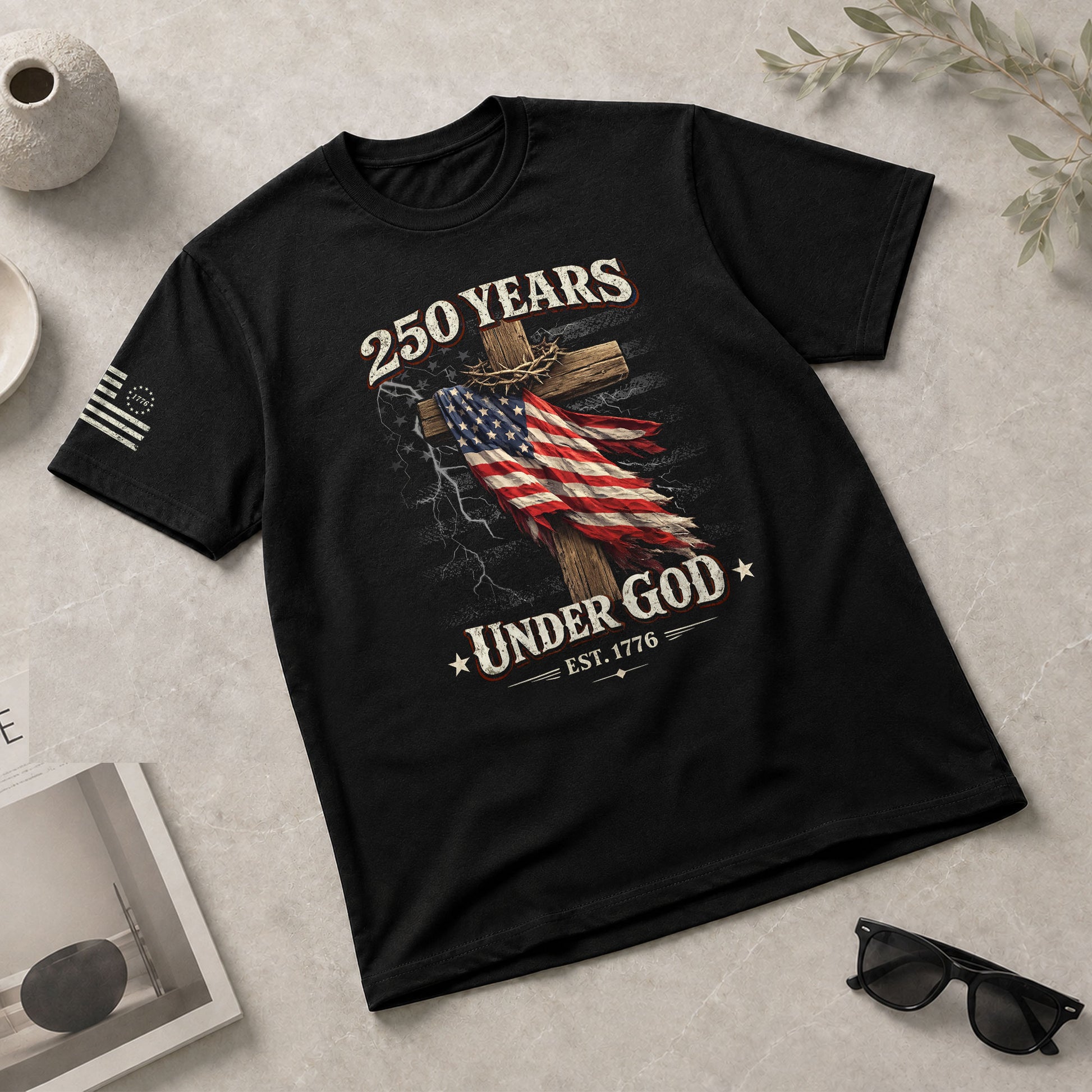 250 Years America Faith Freedom Legacy Christian T Shirt - One Nation Under God Tee - Rust Field Wear