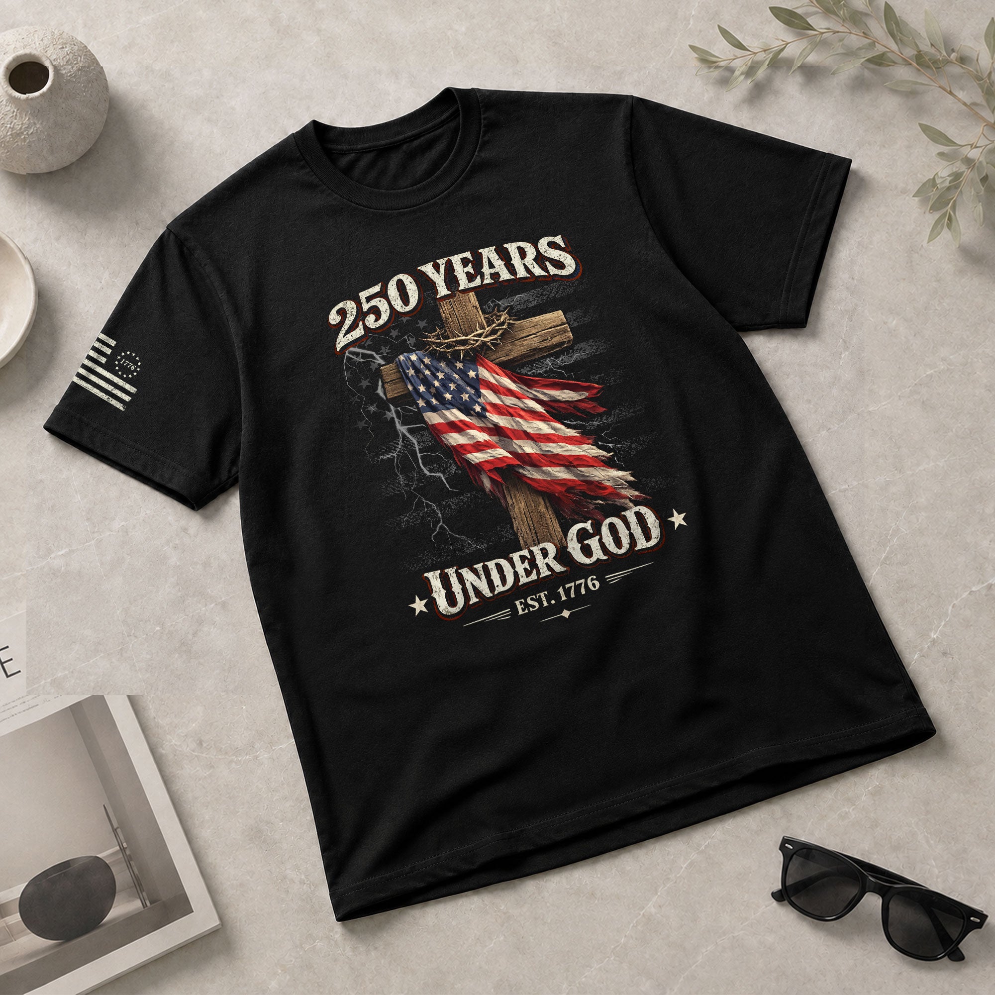 250 Years America Faith Freedom Legacy Christian T Shirt - One Nation Under God Tee - Rust Field Wear