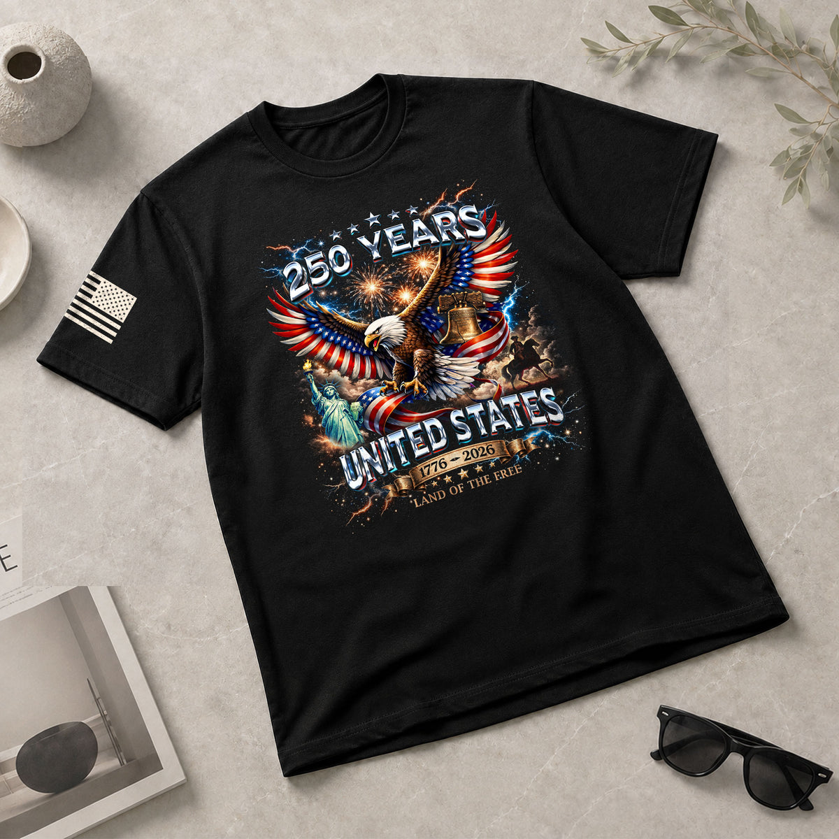 USA 250th Anniversary Shirt - 250th Year American Anniversary Flag Eagle Bootleg Design - Rust Field Wear