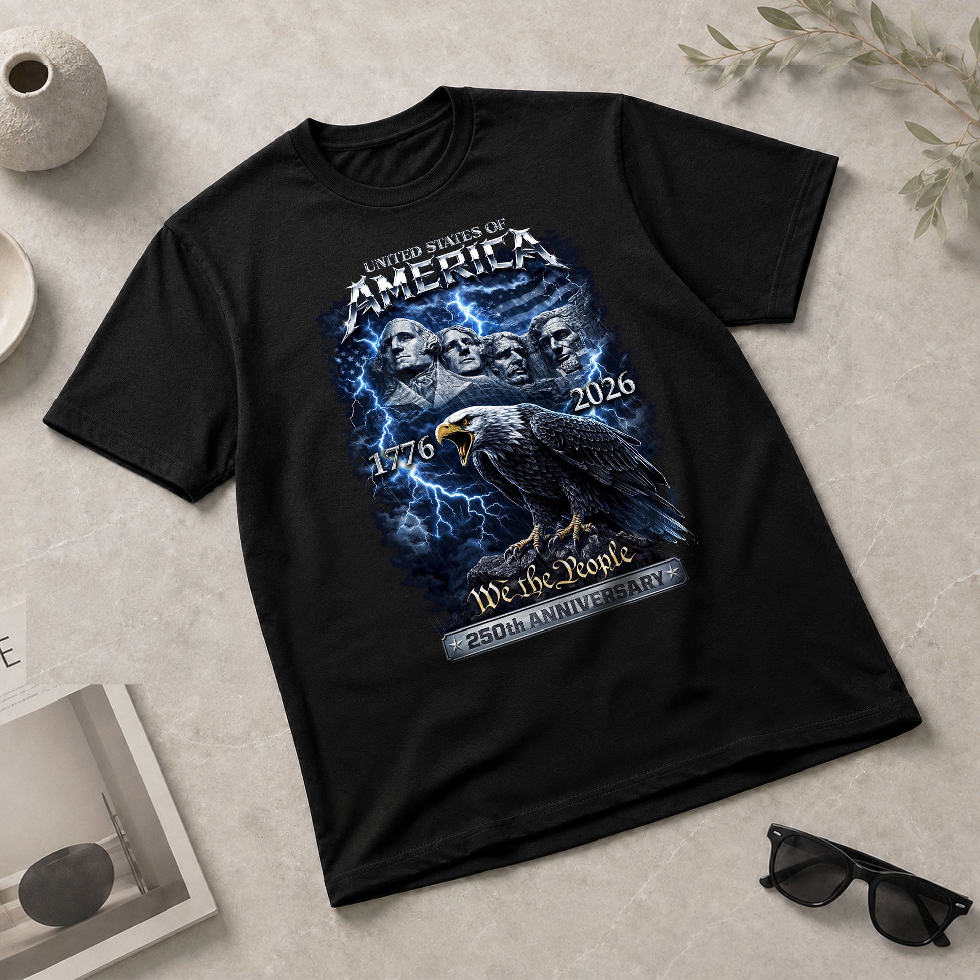 America 1776–2026 – 250th Anniversary We The People Lightning Eagle Tee - Rust Field Wear