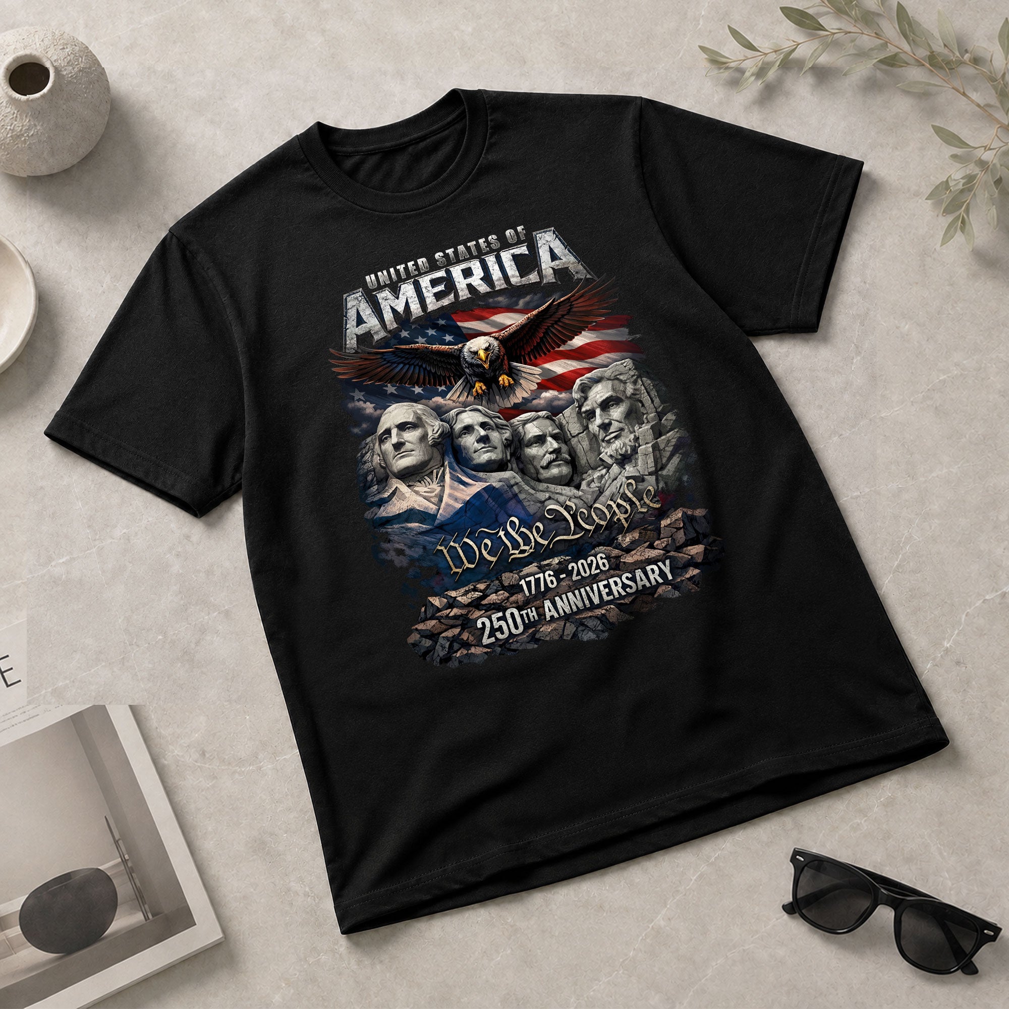 United States of America 1776–2026 – 250th Anniversary Founders & Eagle Graphic Tee - Rust Field Wear