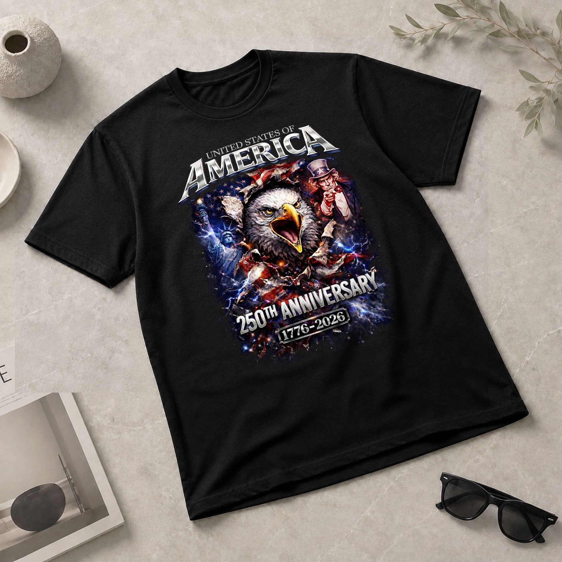 United States of 250 Years America Anniversary1776–2026 – Patriotic Tribute Graphic Tee - Rust Field Wear