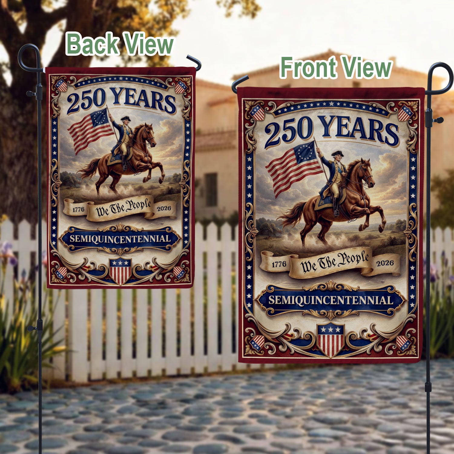 USA 250 Years We The People 1776–2026 House Flag – George Washington Double Sided Anniversary Yard Decor
