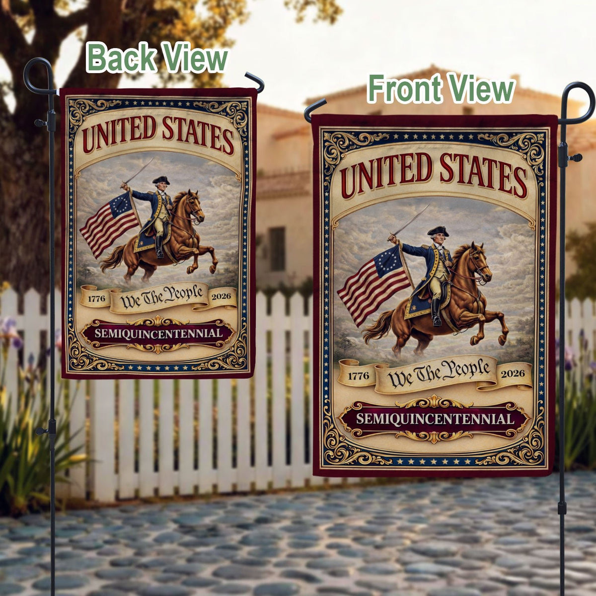 George Washington 250th Anniversary 1776–2026 House Flag – America 250 We The People Double Sided Yard Decor - Rust Field Wear