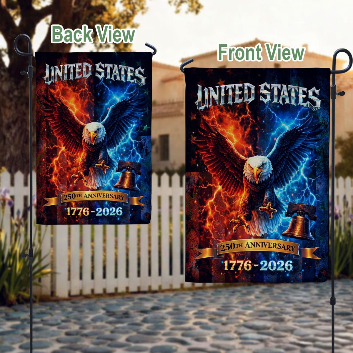 America 250th Anniversary House Flag - Statue of Liberty & Eagle 1776-2026, 250 Years Double Sided Outdoor Decor - Rust Field Wear