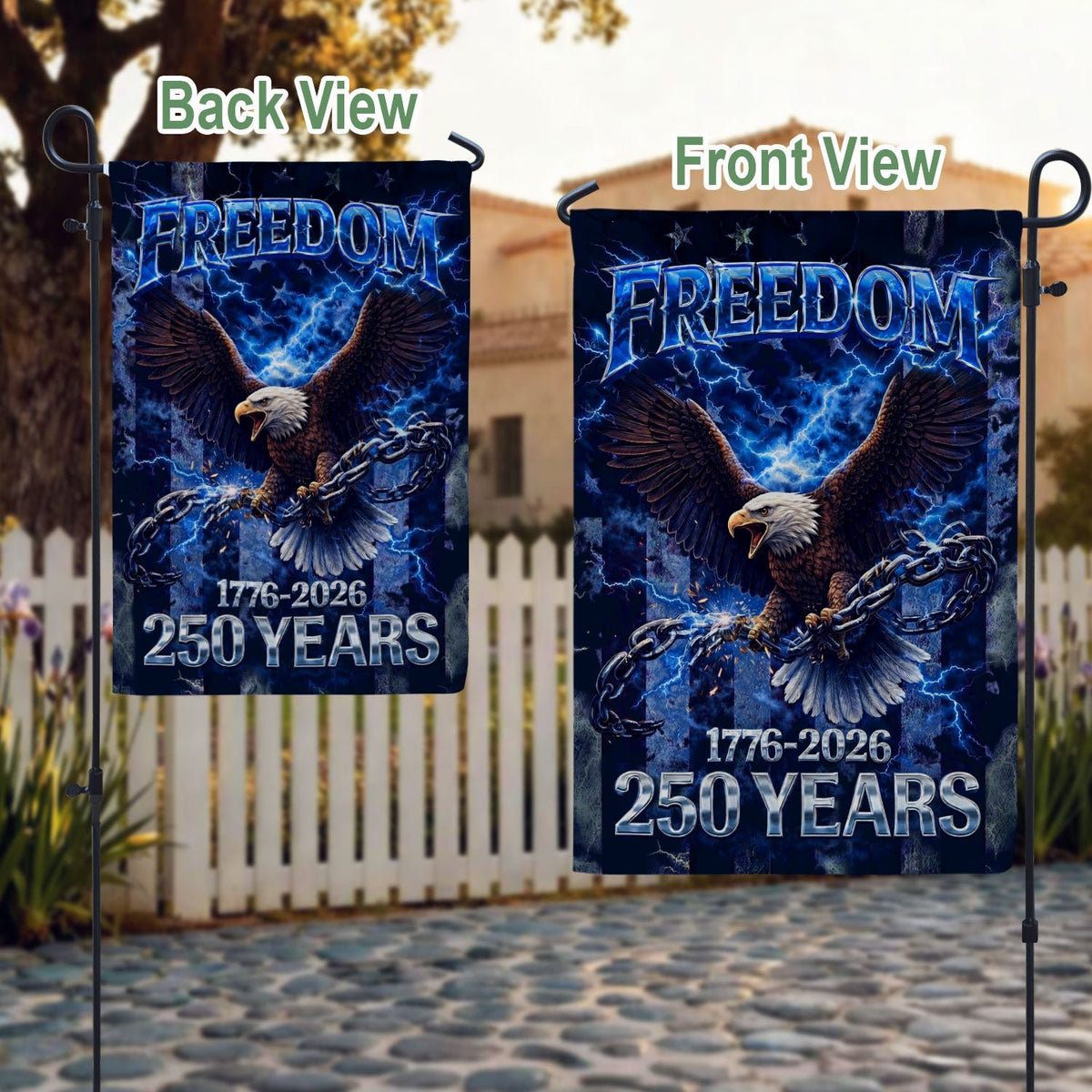 America 250th Anniversary House Flag - Patriotic Freedom Eagle 1776-2026, 250 Years Double Sided Outdoor Decor - Rust Field Wear