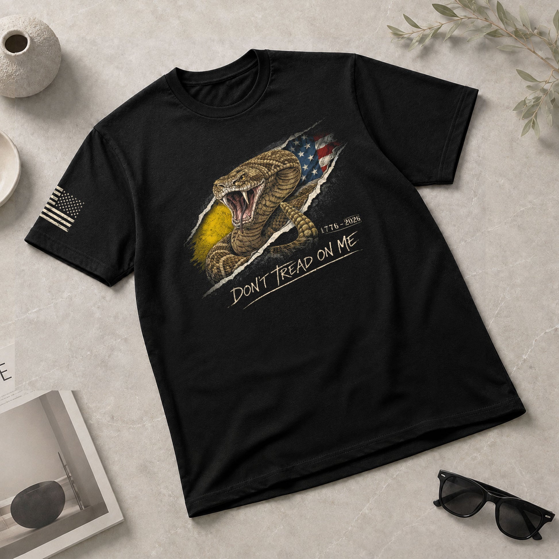 Don't Tread on Me America 250th Anniversary T-Shirt - 1776-2026 Gadsden Snake 250 Years Tee, Patriotic Freedom Shirt - Rust Field Wear