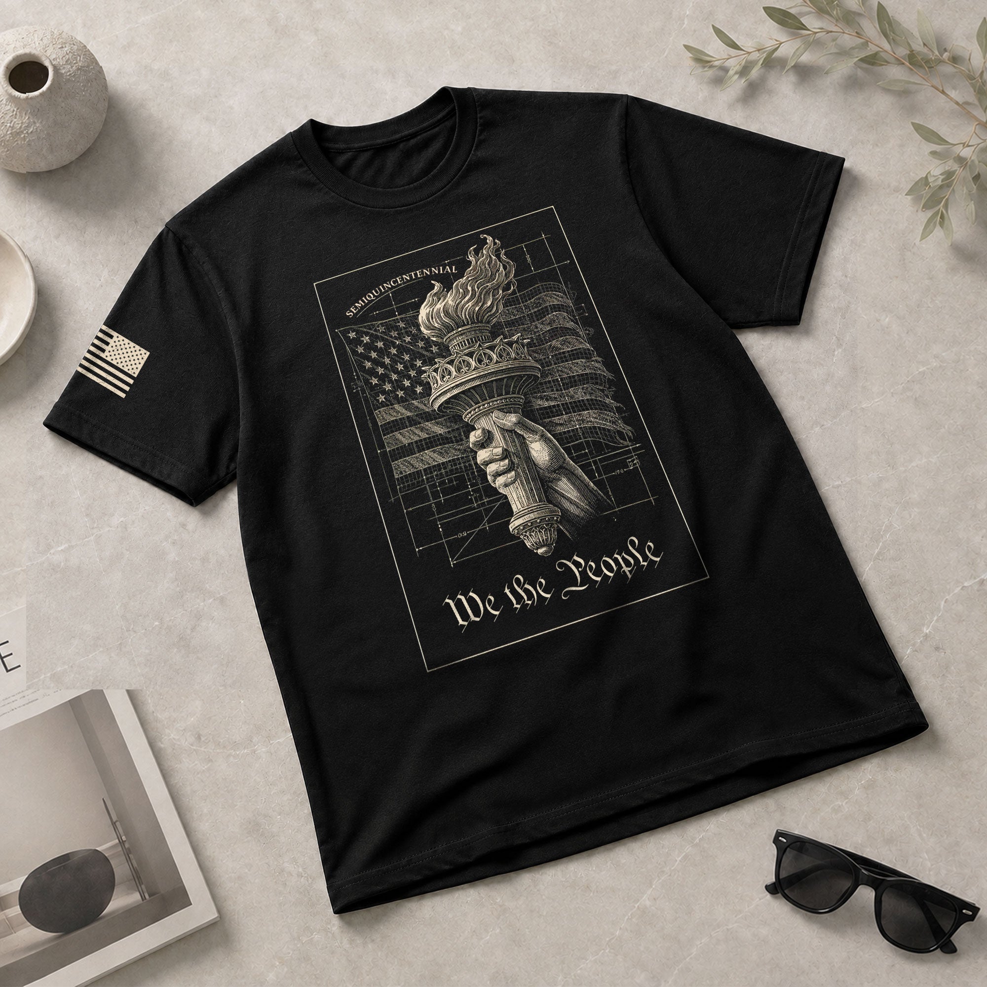 America 250th Anniversary T-Shirt 1776-2026 – We The People Torch & Liberty Flag Tee - Rust Field Wear
