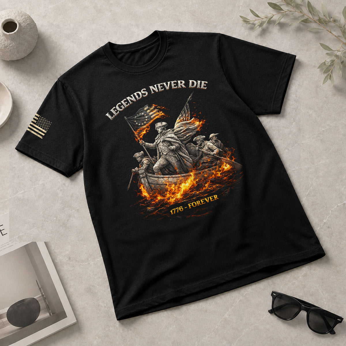 America 250th Anniversary T-Shirt 1776-2026 – Legends Never Die George Washington Retro Tee - Rust Field Wear