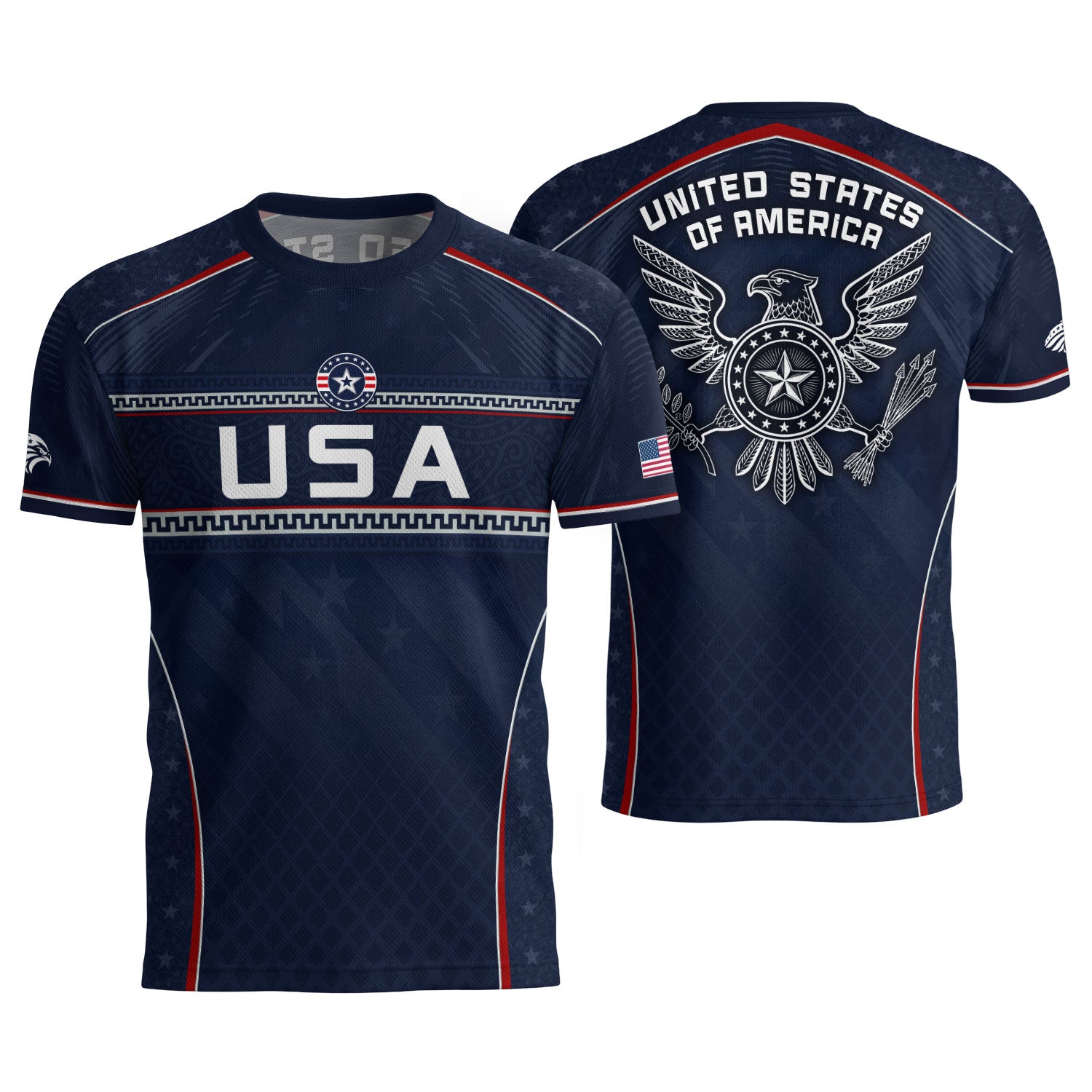 USA Soccer Jersey Navy Patriotic Eagle Graphic Athletic T-Shirt for Soccer Fans