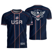 Navy USA Soccer Jersey American Flag Eagle Design Patriot Soccer Shirt for Men Women