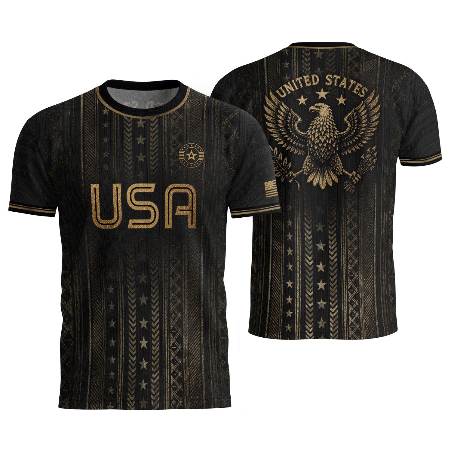 Black USA Soccer Shirt Golden Eagle Emblem United States National Team Fan Jersey Gift Tee