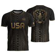 Black USA Soccer Shirt Golden Eagle Emblem United States National Team Fan Jersey Gift Tee