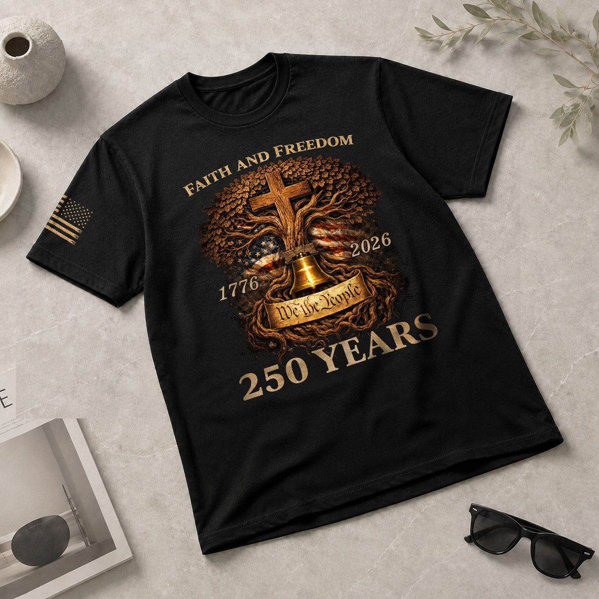 America 250th Anniversary T-Shirt 1776-2026 – Christian Tree of Life Faith & Freedom Tee - Rust Field Wear