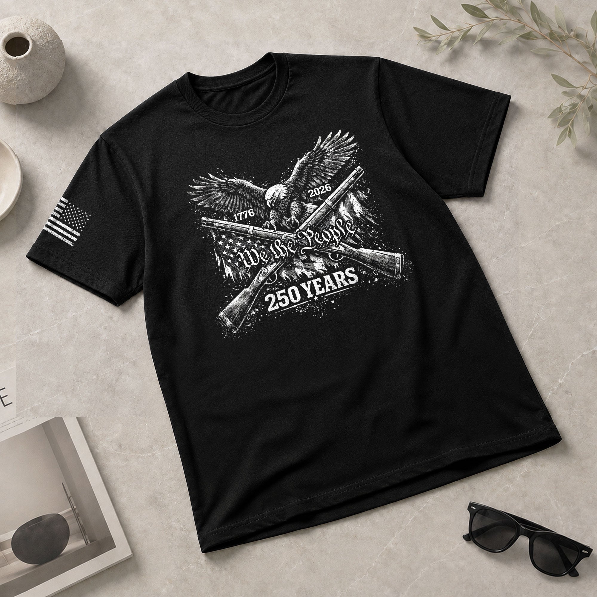 America 250th Anniversary T-Shirt 1776-2026 – We The People Eagle & Crossed Rifles Tee - Rust Field Wear