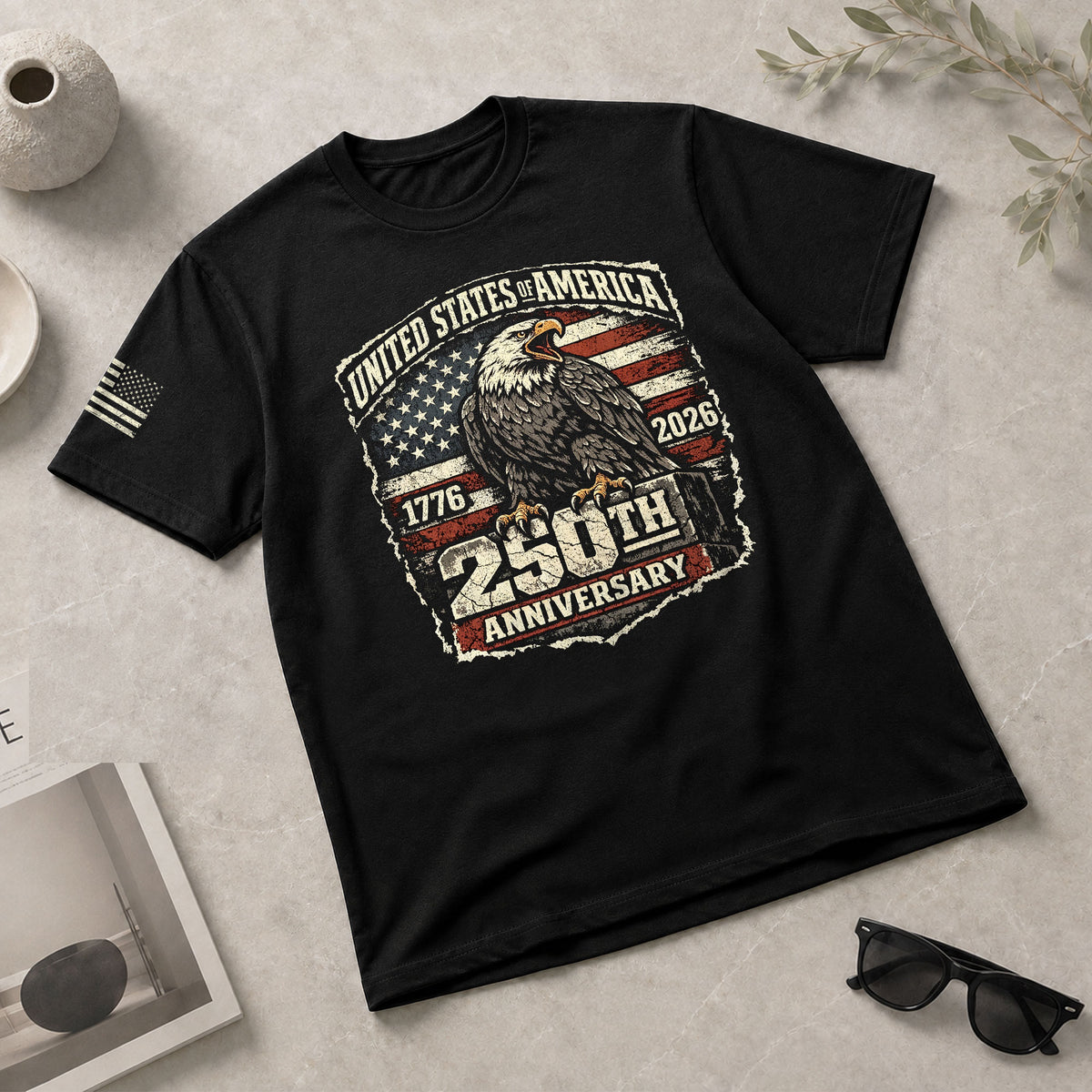 America 250th Anniversary T-Shirt 1776-2026 – USA Patriotic Eagle Legacy Tee - Rust Field Wear