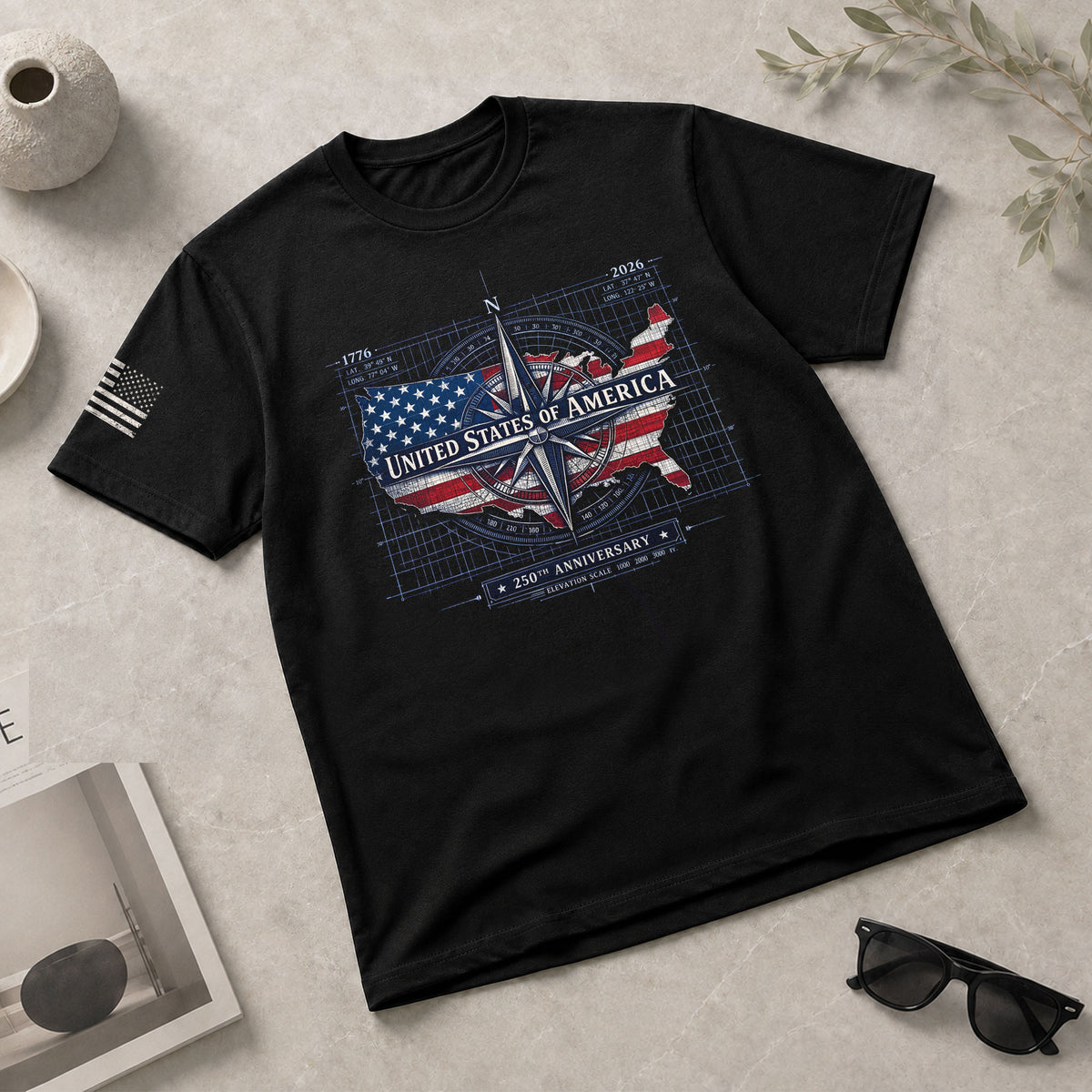 250th Anniversary USA Shirt 1776-2026 – Patriotic US Flag Freedom Tee, American Birthday Mens T-Shirt - Rust Field Wear