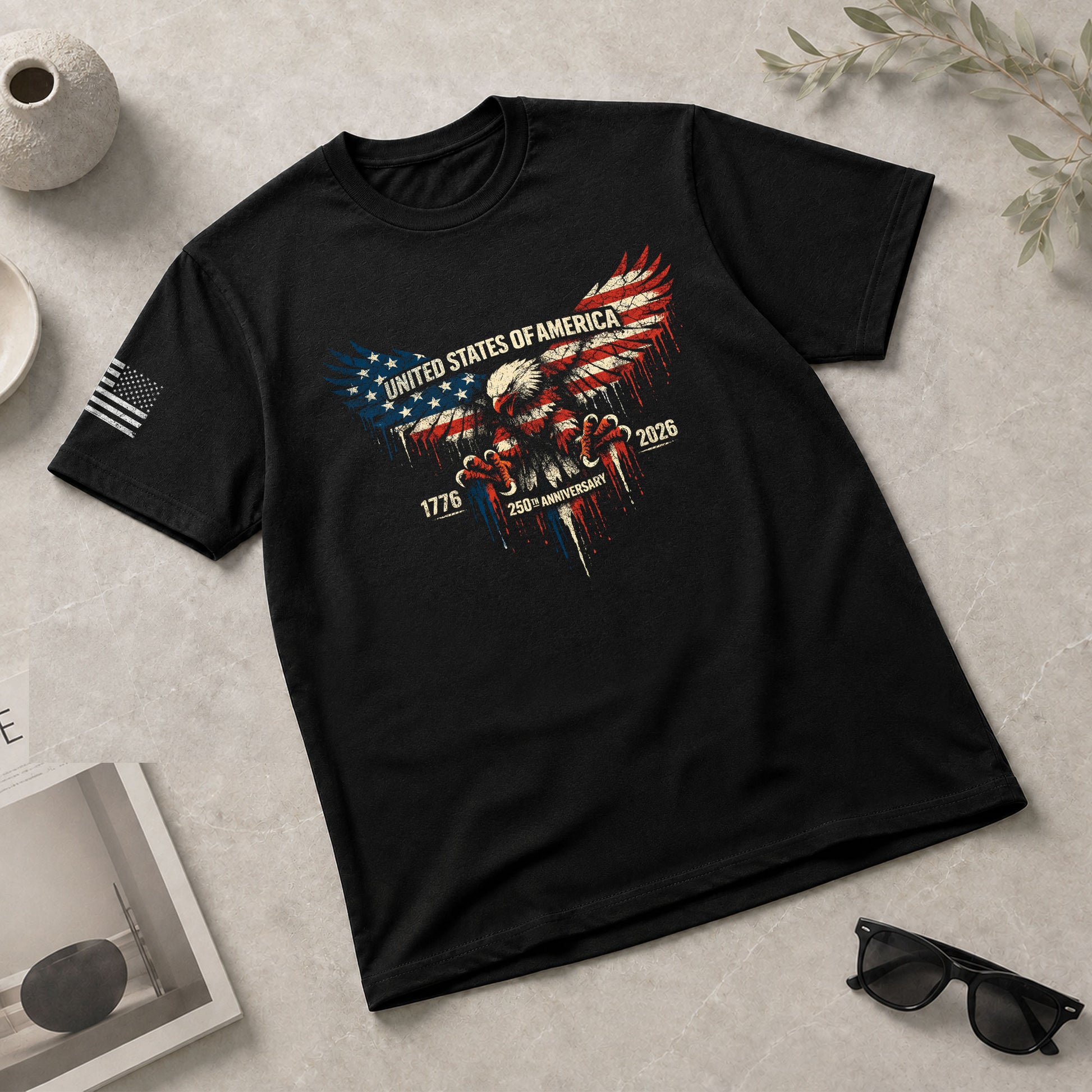 America 250th Anniversary 1776-2026 T-Shirt – USA Flag & Eagle Patriotic 250 Years of Freedom Tee - Rust Field Wear