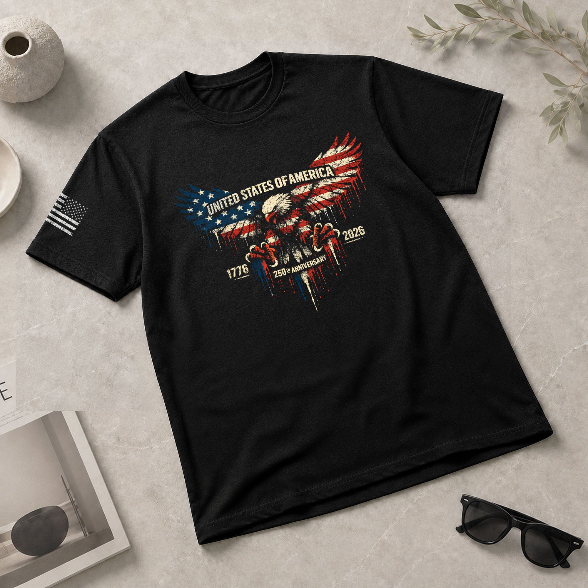 America 250th Anniversary 1776-2026 T-Shirt – USA Flag & Eagle Patriotic 250 Years of Freedom Tee - Rust Field Wear