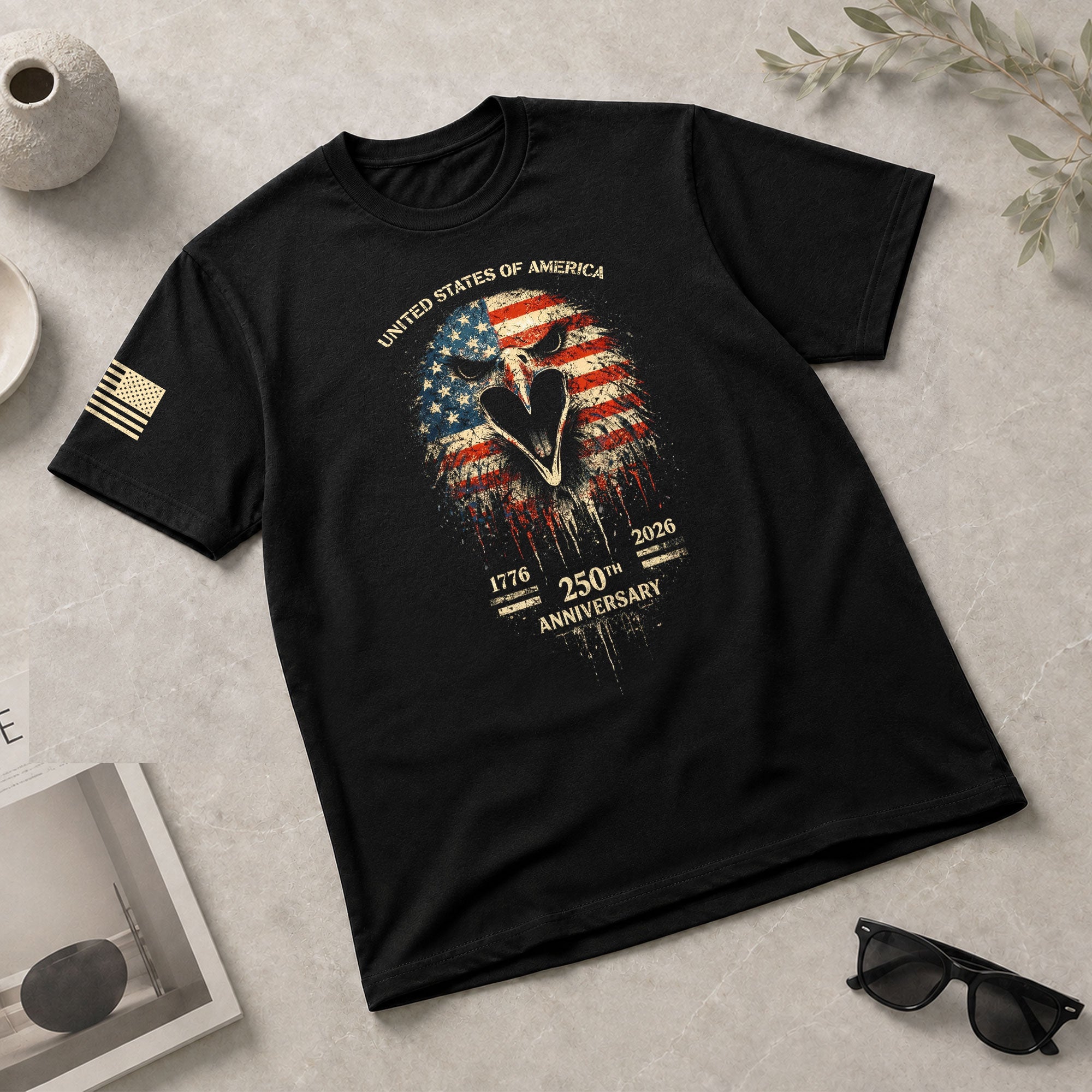 USA 250th Anniversary 1776-2026 T-Shirt – America Flag Eagle Patriotic Freedom Shirt - Rust Field Wear