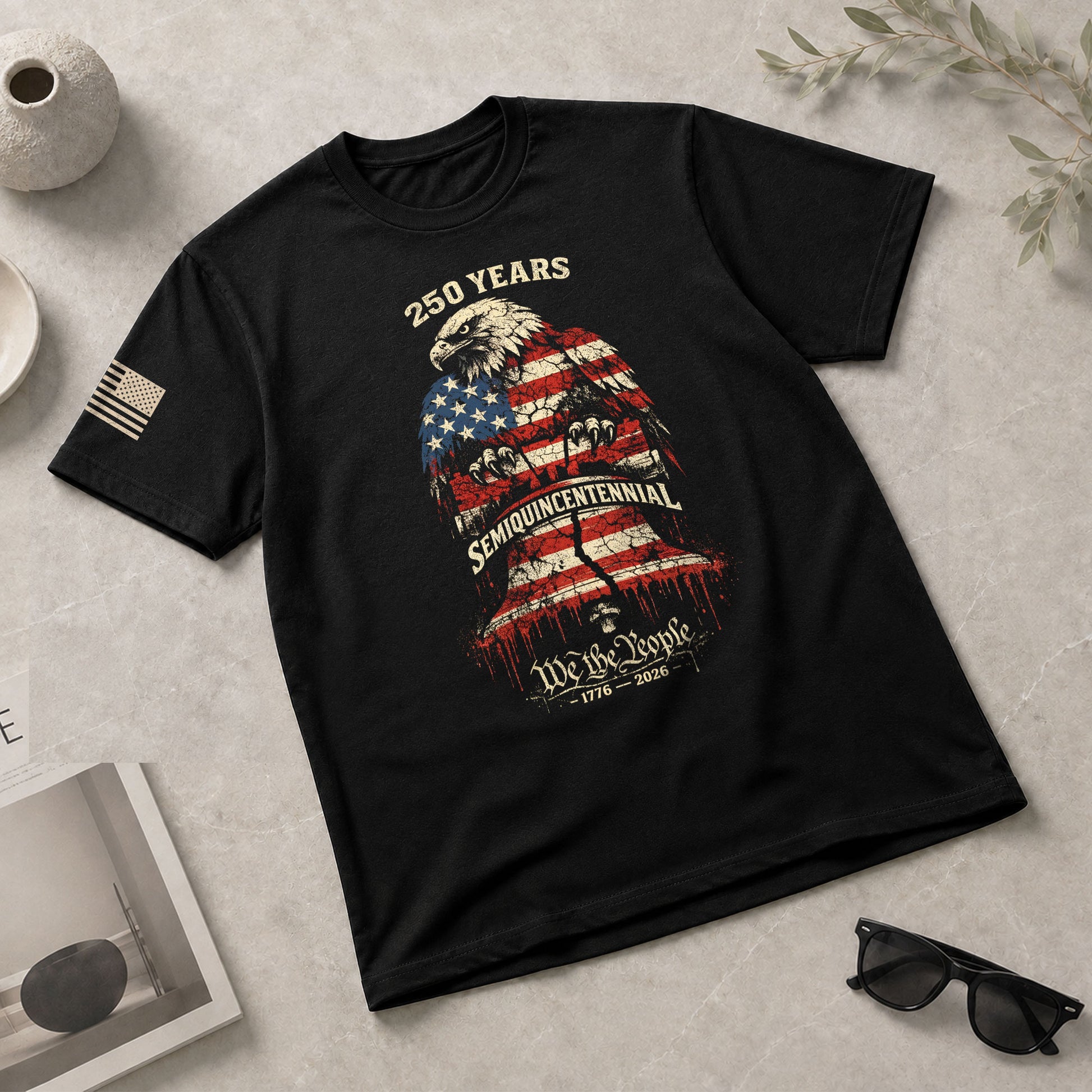 1776-2026 America 250th Anniversary T-Shirt – Liberty Bell & Eagle We The People Patriotic Mens Tee - Rust Field Wear