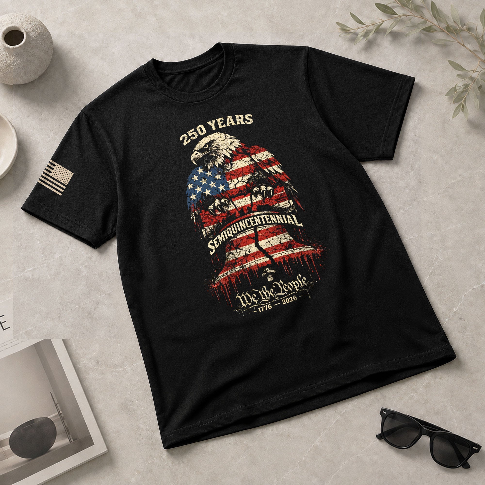 1776-2026 America 250th Anniversary T-Shirt – Liberty Bell & Eagle We The People Patriotic Mens Tee - Rust Field Wear