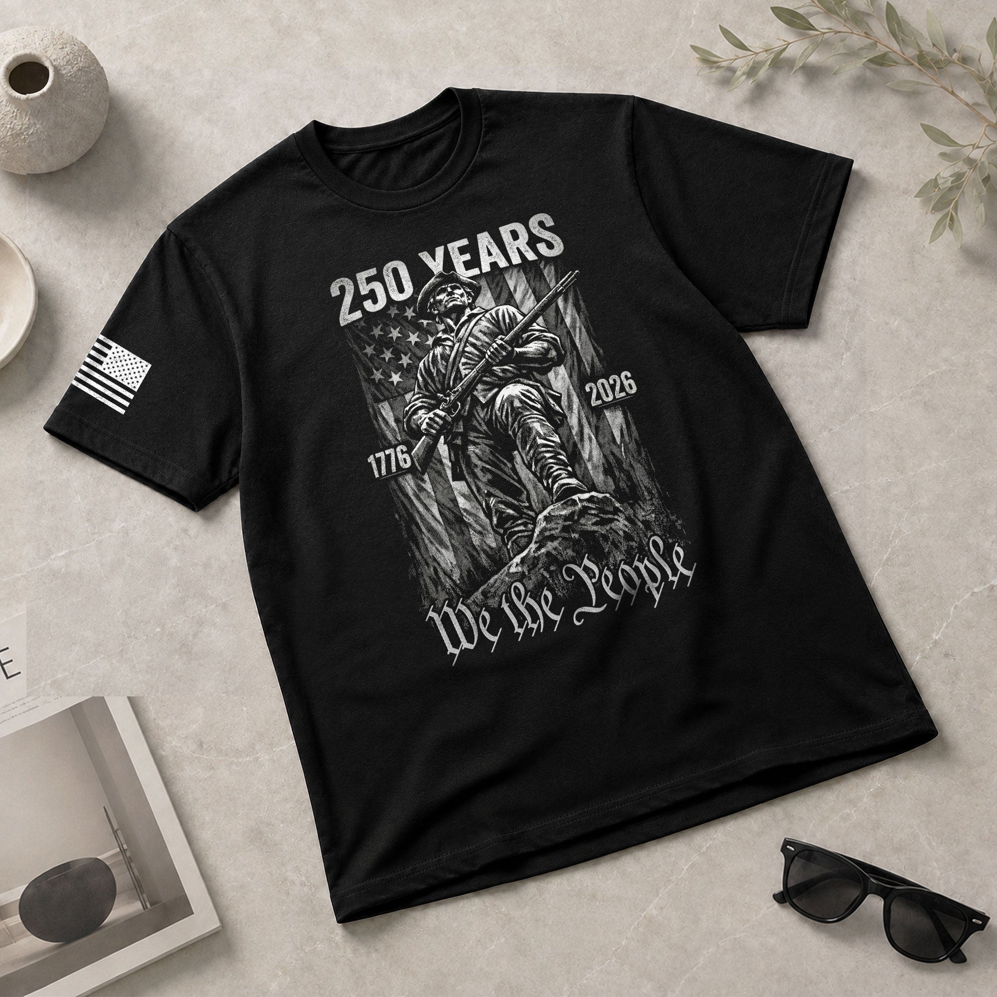 American Revolution 250th Anniversary 1776-2026 T-Shirt – We The People Minuteman Patriotic USA 250 Years Tee - Rust Field Wear