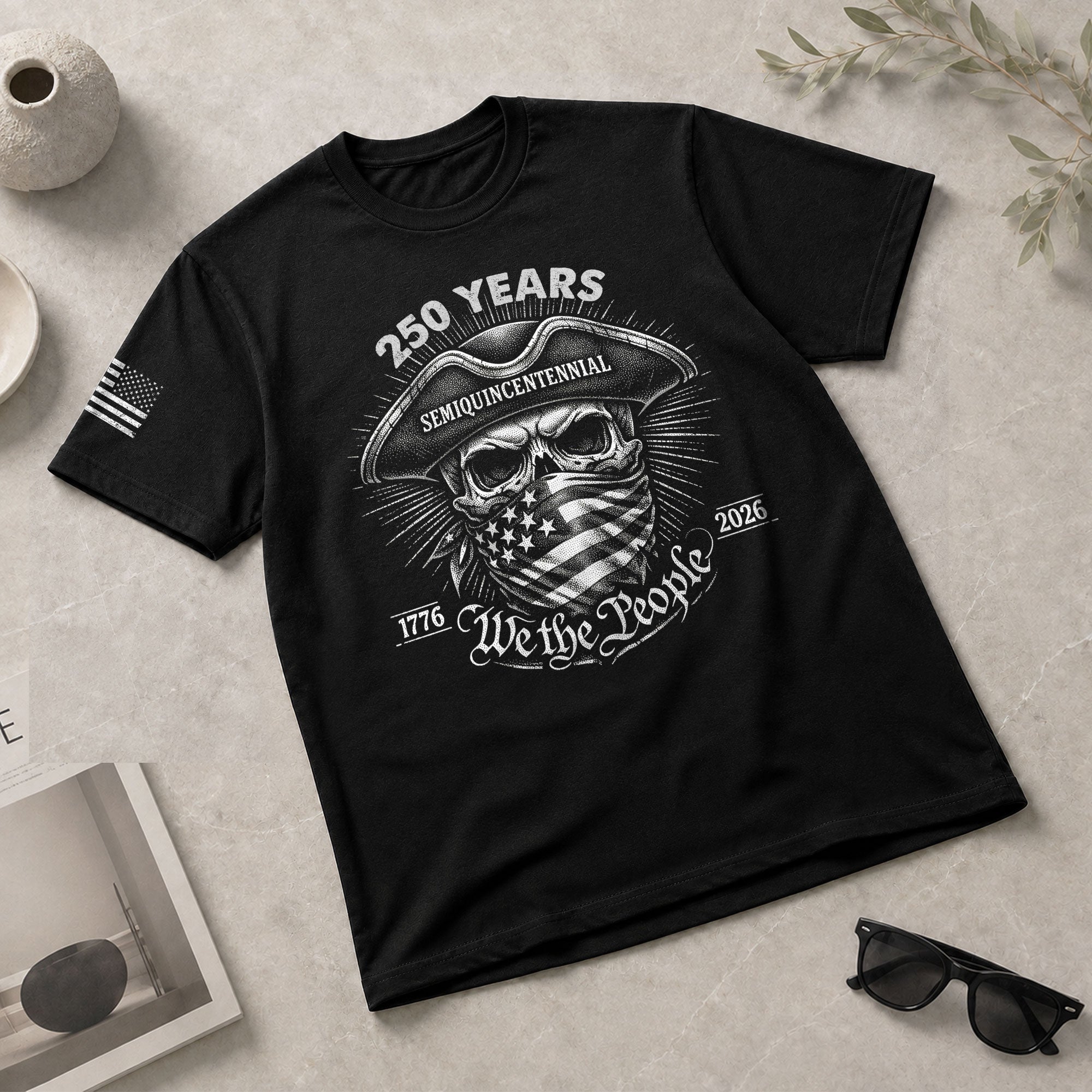 America 250th Anniversary T-Shirt (1776-2026) – We The People Patriot Skull & Revolution Tee - Rust Field Wear