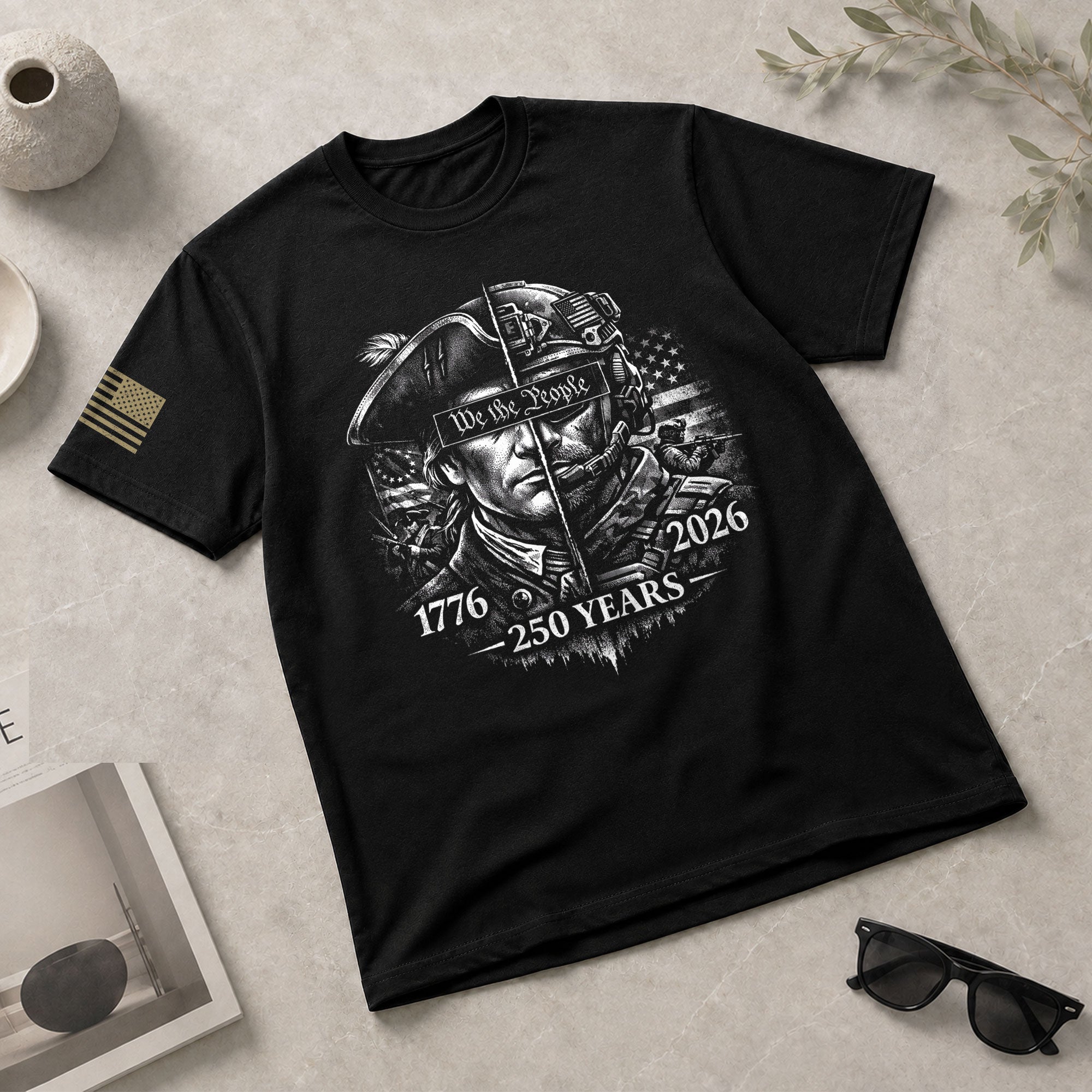 USA 250th Anniversary 1776-2026 T-Shirt – Revolutionary & Modern Soldier We The People Men's Shirt - Rust Field Wear